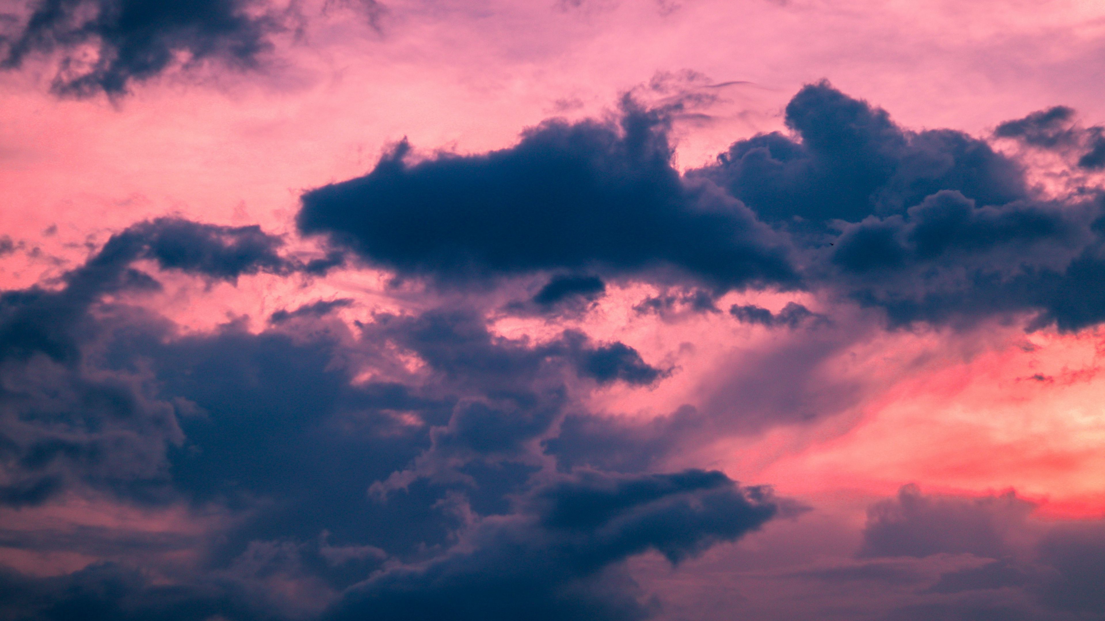 Download wallpaper 3840x2160 clouds, evening, sunset, sky, pink 4k uhd 16:9 HD background