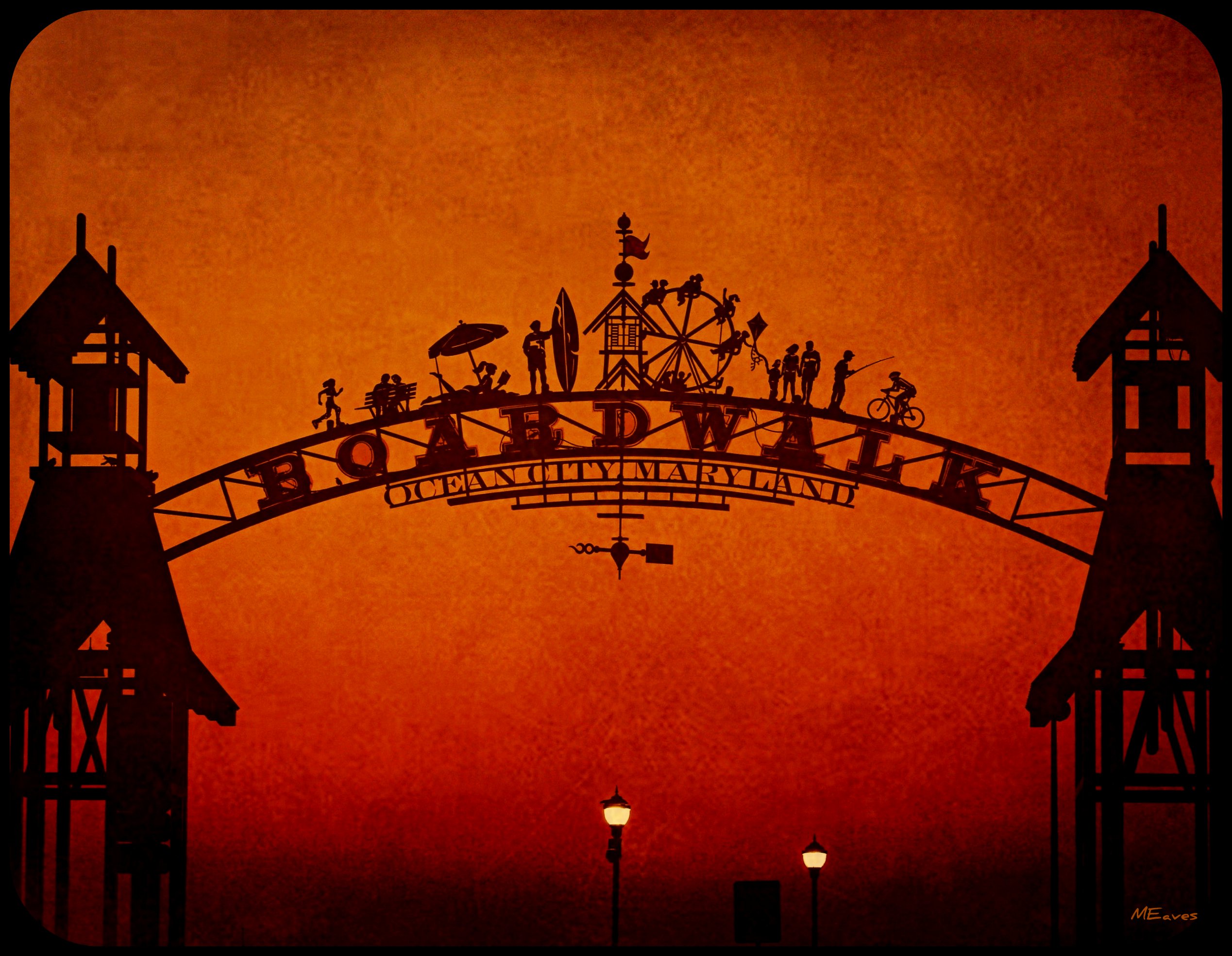Wallpaper, silhouette, sign, Maryland, boardwalk, oceancity, toned, soe, textured, sigma70300, k20d, pentaxk20d, tatot, pentaxart, blinkagain 2537x1969