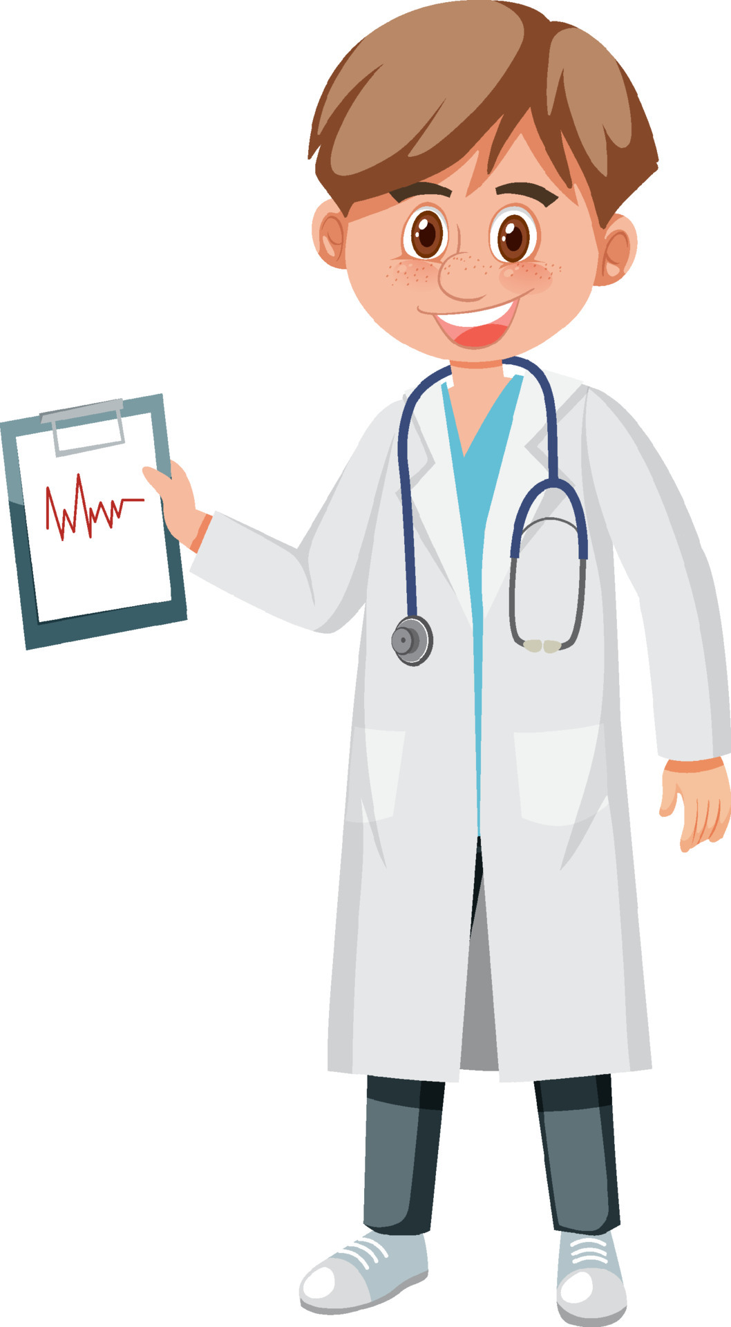 A male doctor cartoon character on white background