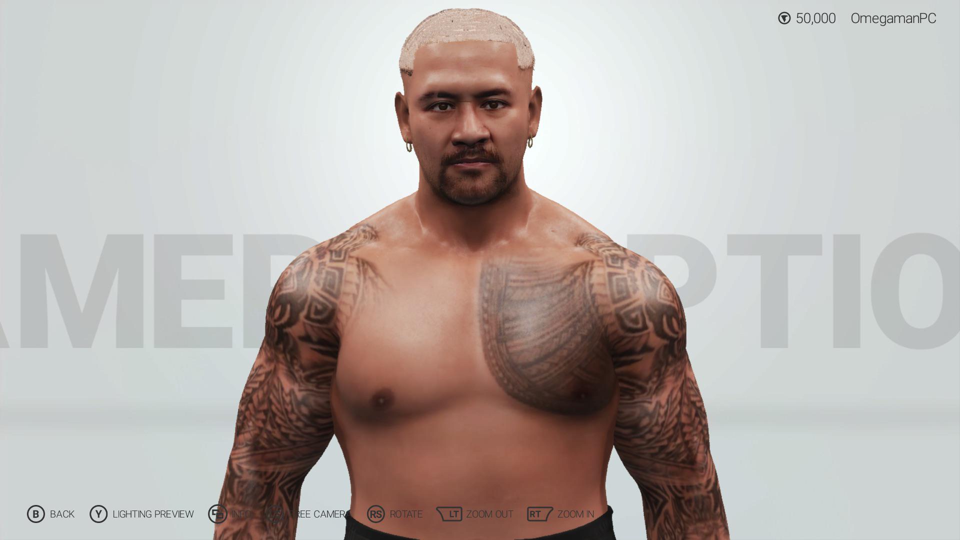 Early preview of new nxt 2.0 star Solo Sikoa this morning! Still need to work out the hair and face morph. Arms tattoos are place holders for now. Attire need more work