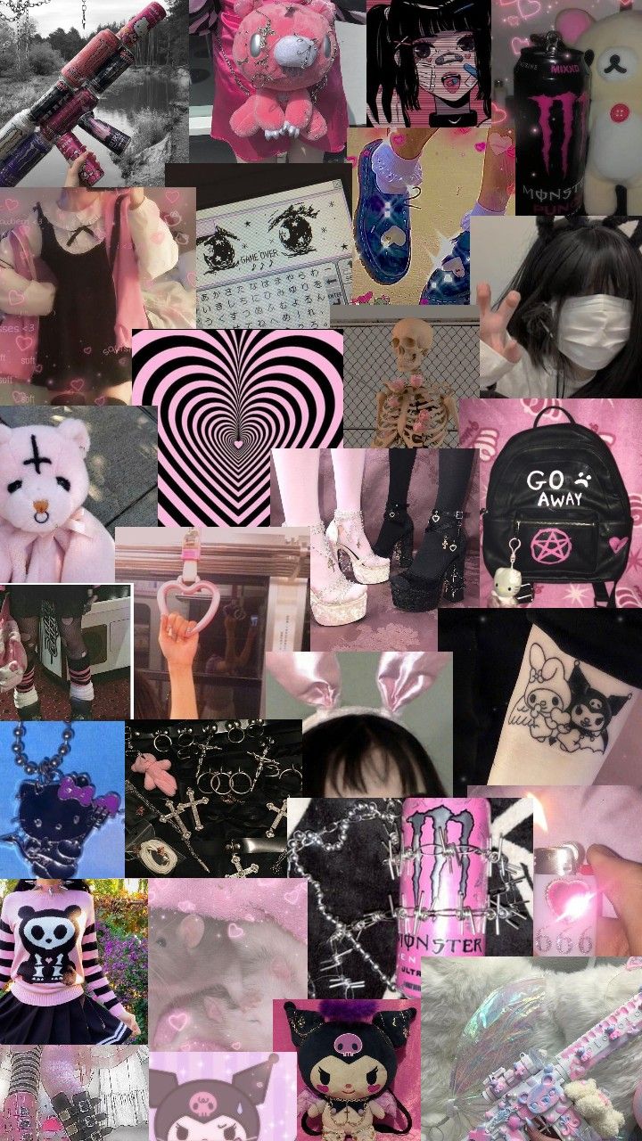 Wallpaper aesthetic. Hello kitty iphone wallpaper, Emo wallpaper, Pink goth aesthetic wallpaper