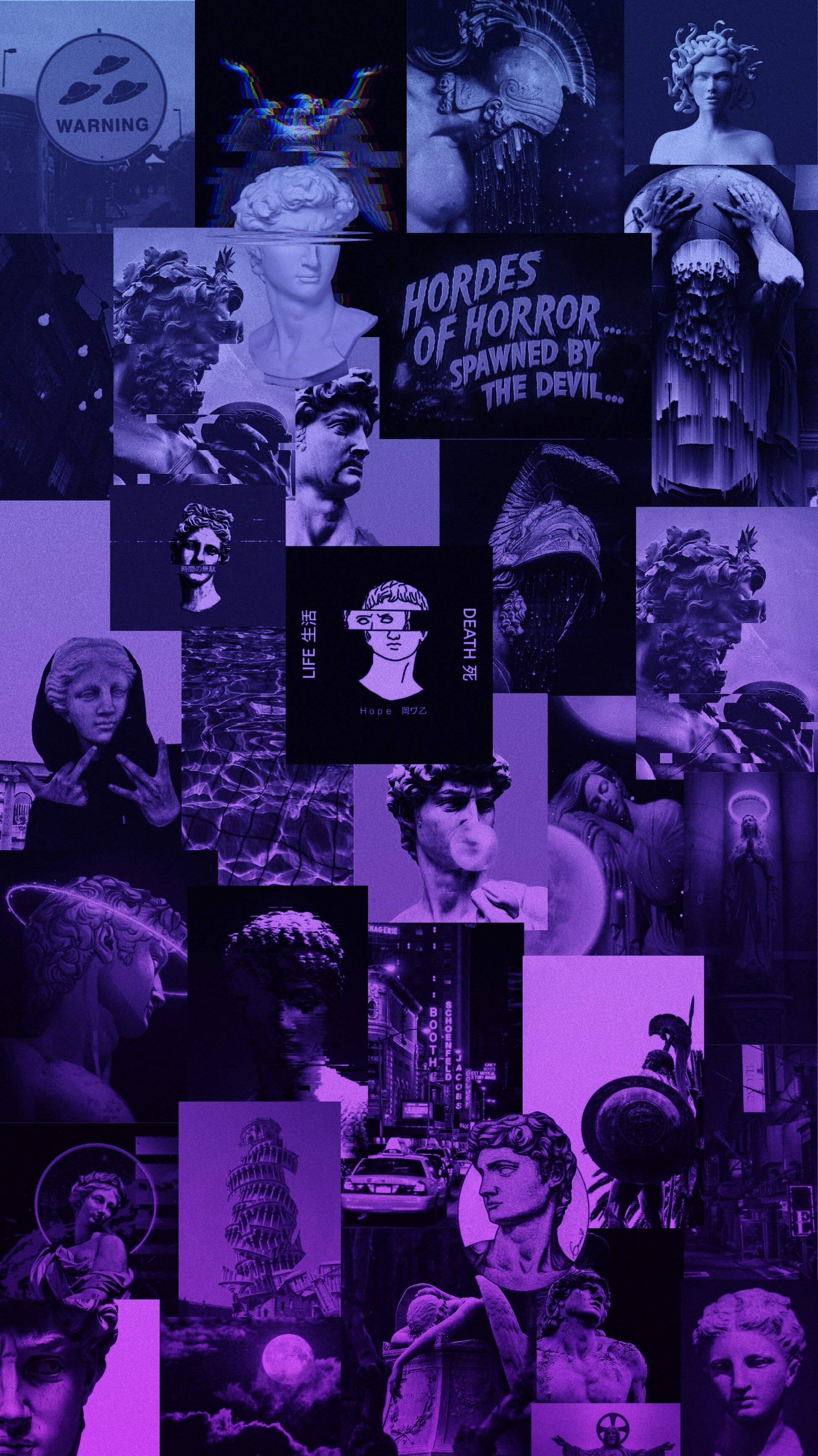 purple #vaporwave #statue #aesthetic #collage #blue #aesthetic #egirl #grunge #emo #wallpaper. Egirl wallpaper, Emo aesthetic wallpaper, Emo wallpaper