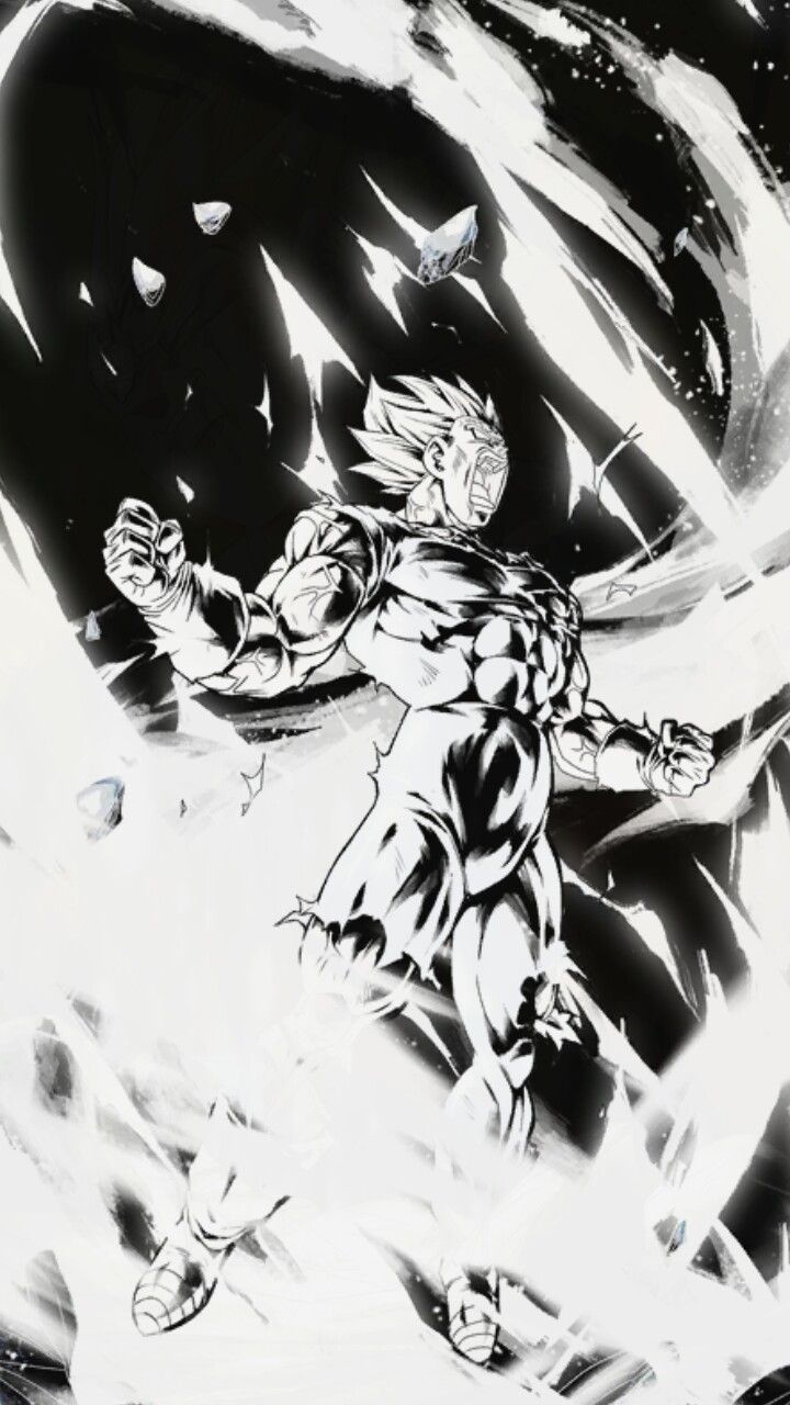 Majin Vegeta (White + Black). Dragones, Dibujos, Ilustración de dragón