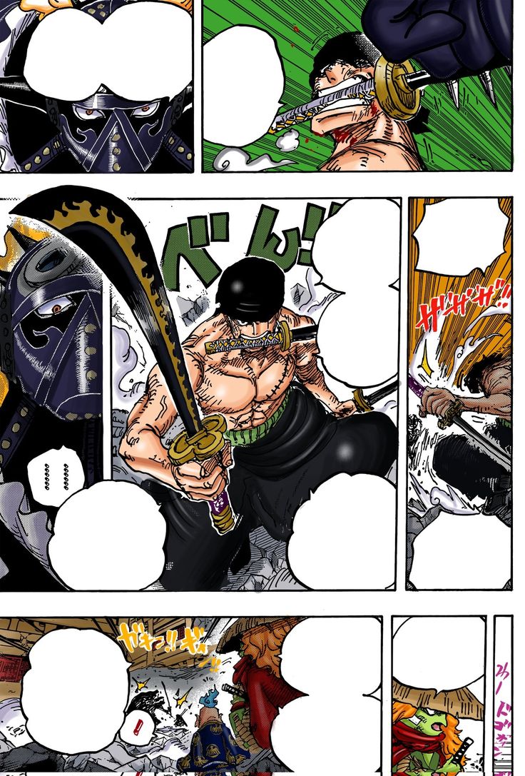 صفحة ملونة من مانجا one piece Zoro VS king. One piece manga, One piece chapter, Zoro