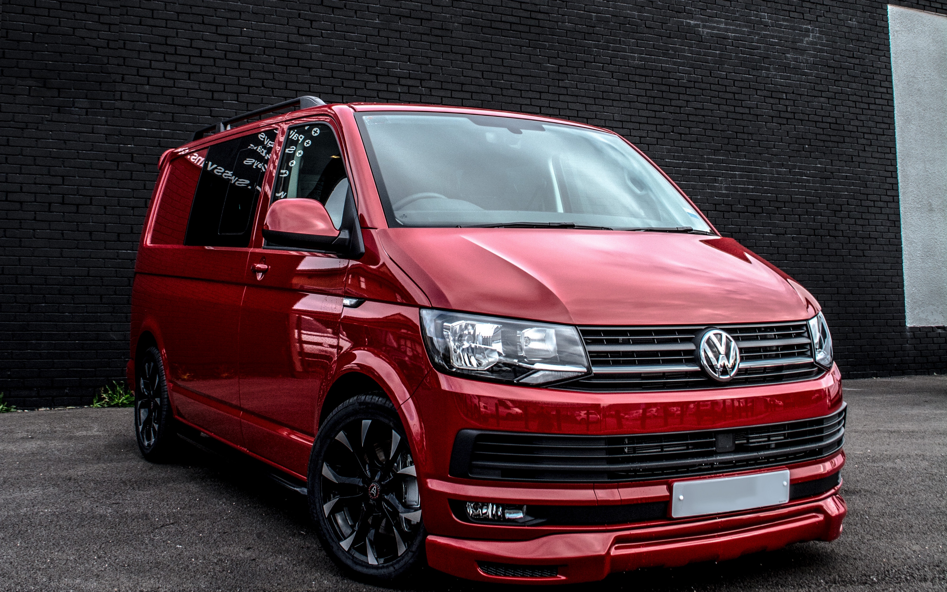 Download wallpaper Volkswagen Transporter T6, 4k, tuning, minivan, red Transporter, VW T6, minibus, Volkswagen Transporter, VW Transporter, Volkswagen for desktop with resolution 3840x2400. High Quality HD picture wallpaper