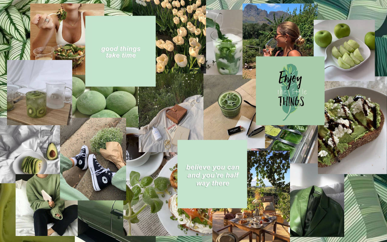 Download Light Green Aesthetic Food And Nature Wallpaper
