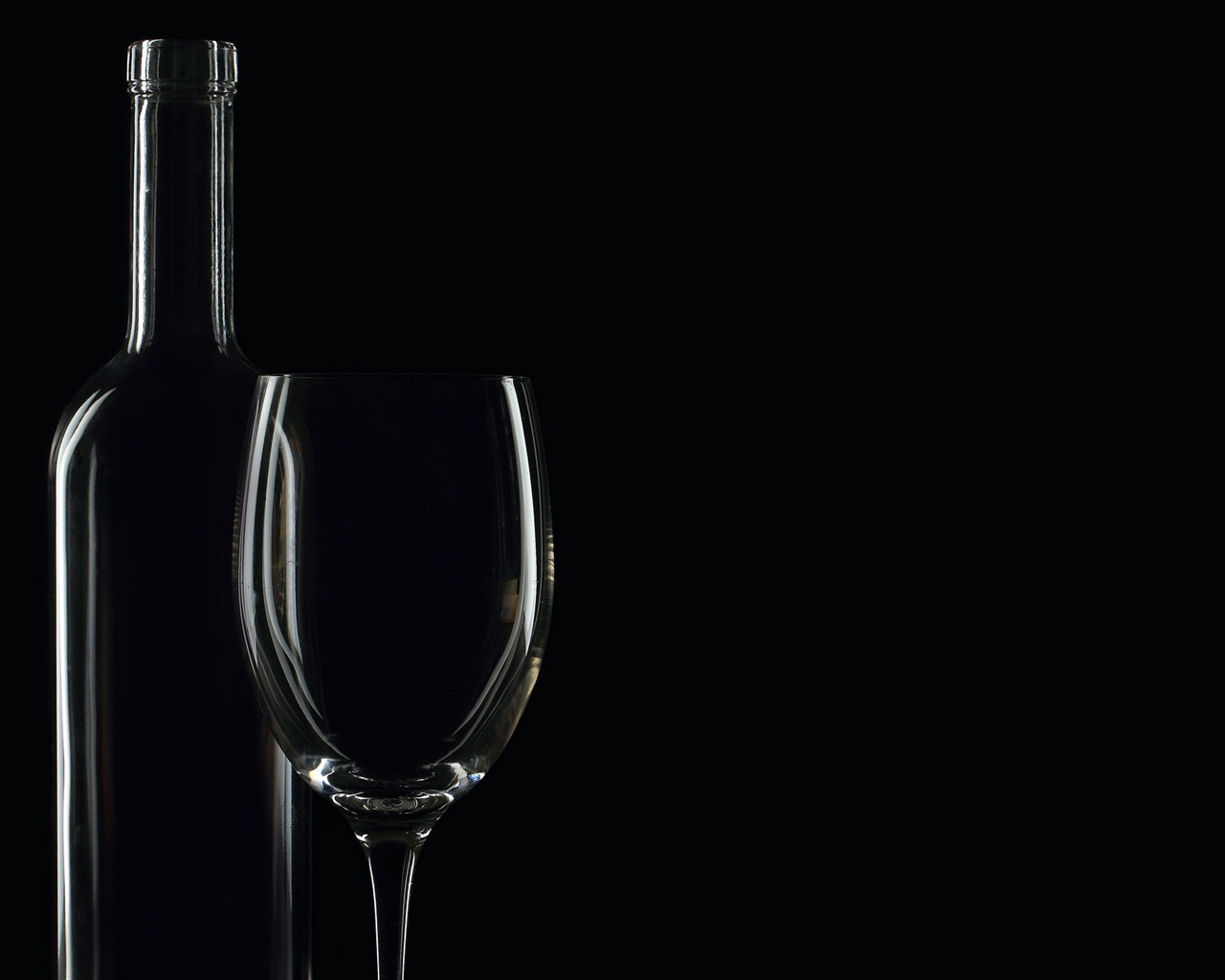Wallpaper Bottle and glass cup, black background 1920x1200 HD Picture, Image