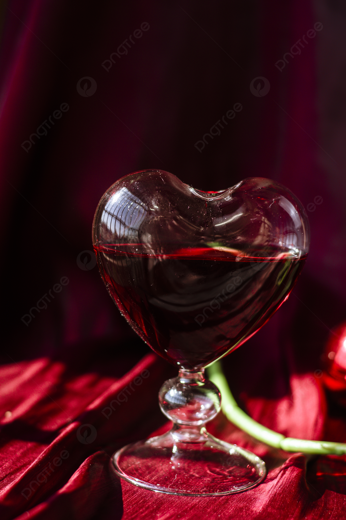 Red Love Heart Shaped Glass Cup Background, Valentines Day, Red, Glass Background Image for Free Download