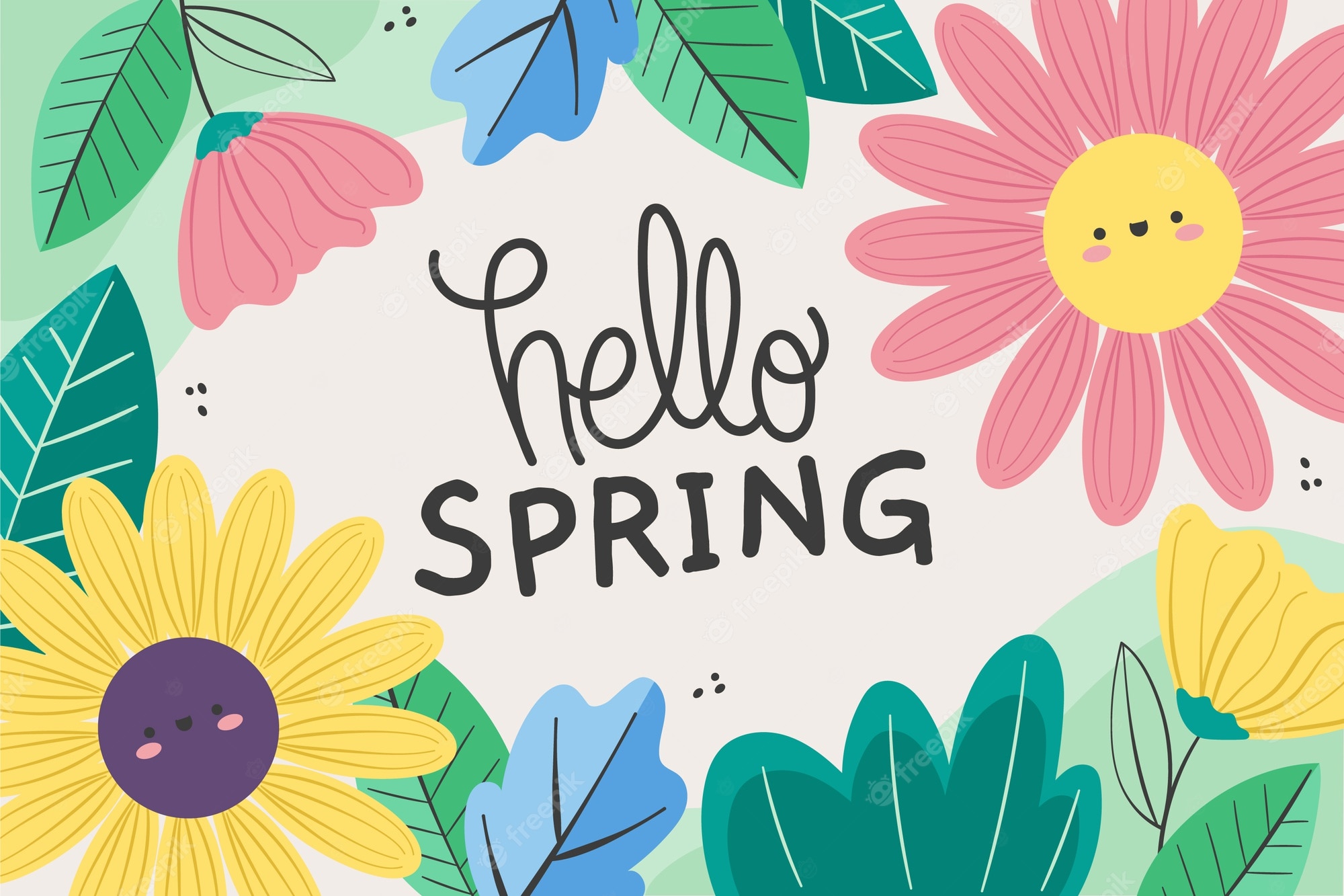 Free Vector. Flat spring background