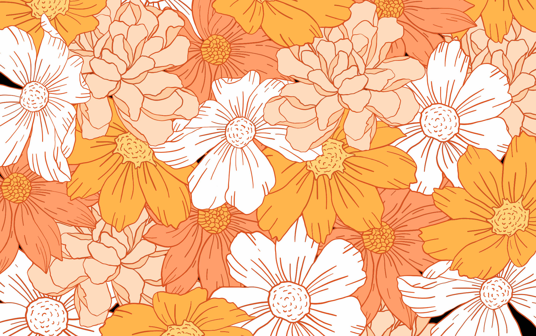 Download Floral Orange Pastel Aesthetic Tumblr Laptop Wallpaper