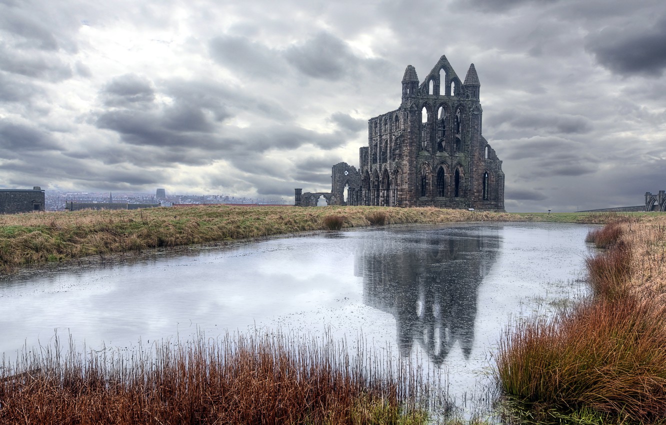 Wallpaper lake, castle, England, Whitby image for desktop, section пейзажи