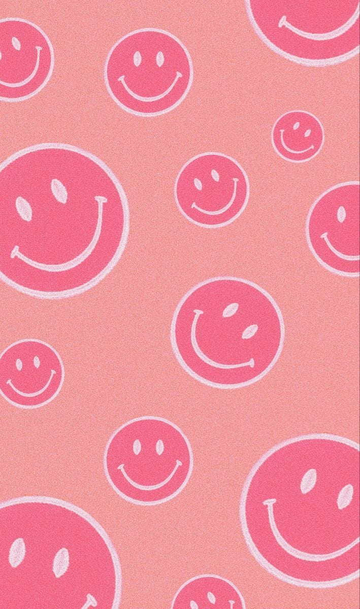 All Smiles -Large Pink and Red Smiley Face Mania - Preppy Aesthetic Water  Bottle