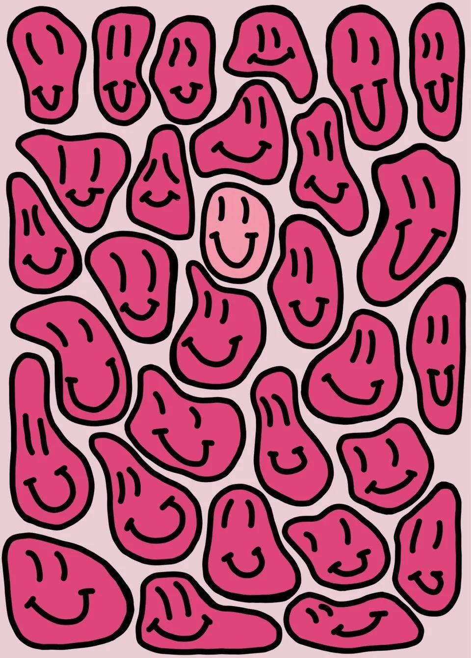Download Preppy Smiley Face Pink Doodles Wallpaper