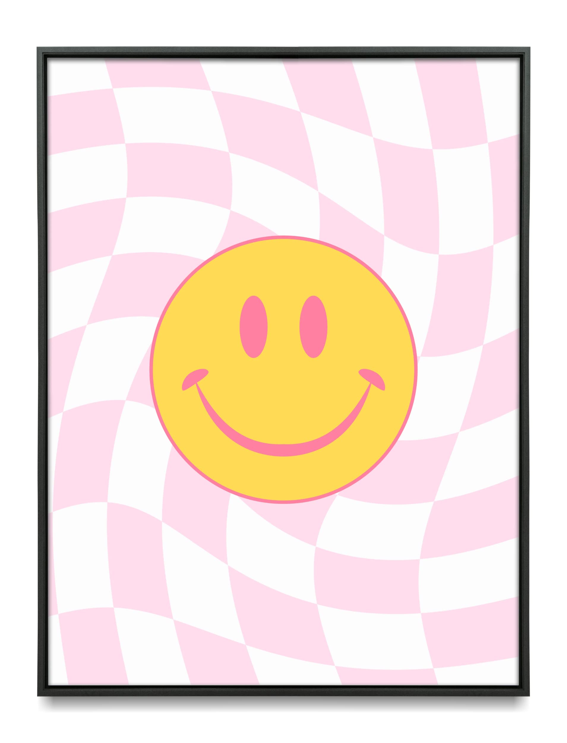 Lotus Atelier Pink Smiley Face Poster for Bedroom. Trippy Posters & Preppy Room Decor