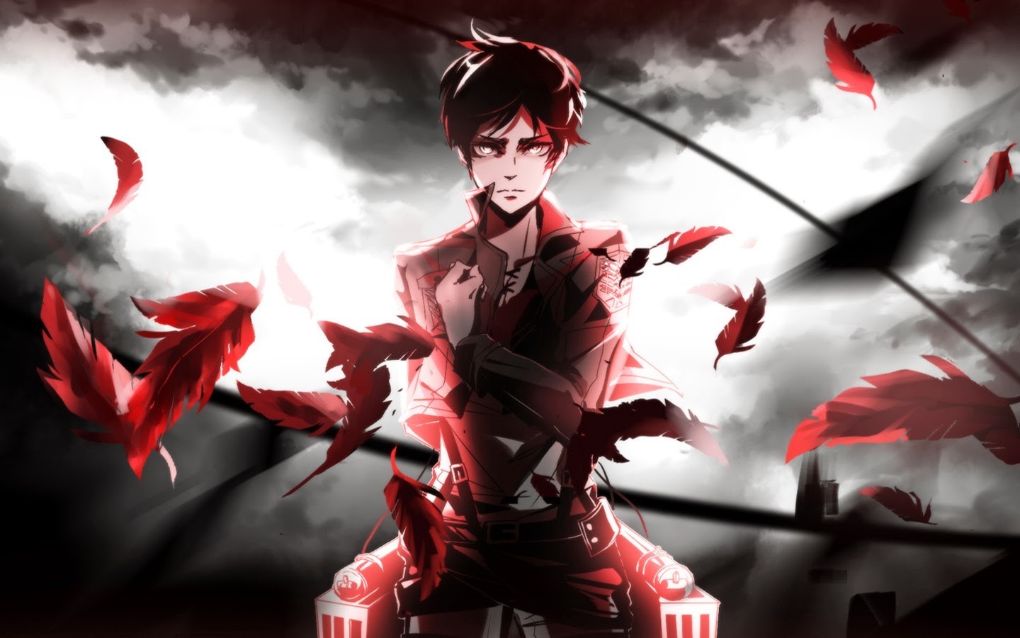 Wallpaper, anime, red, Shingeki no Kyojin, Eren Jeager, demon, screenshot, 1440x900 px, computer wallpaper, fictional character 1440x900