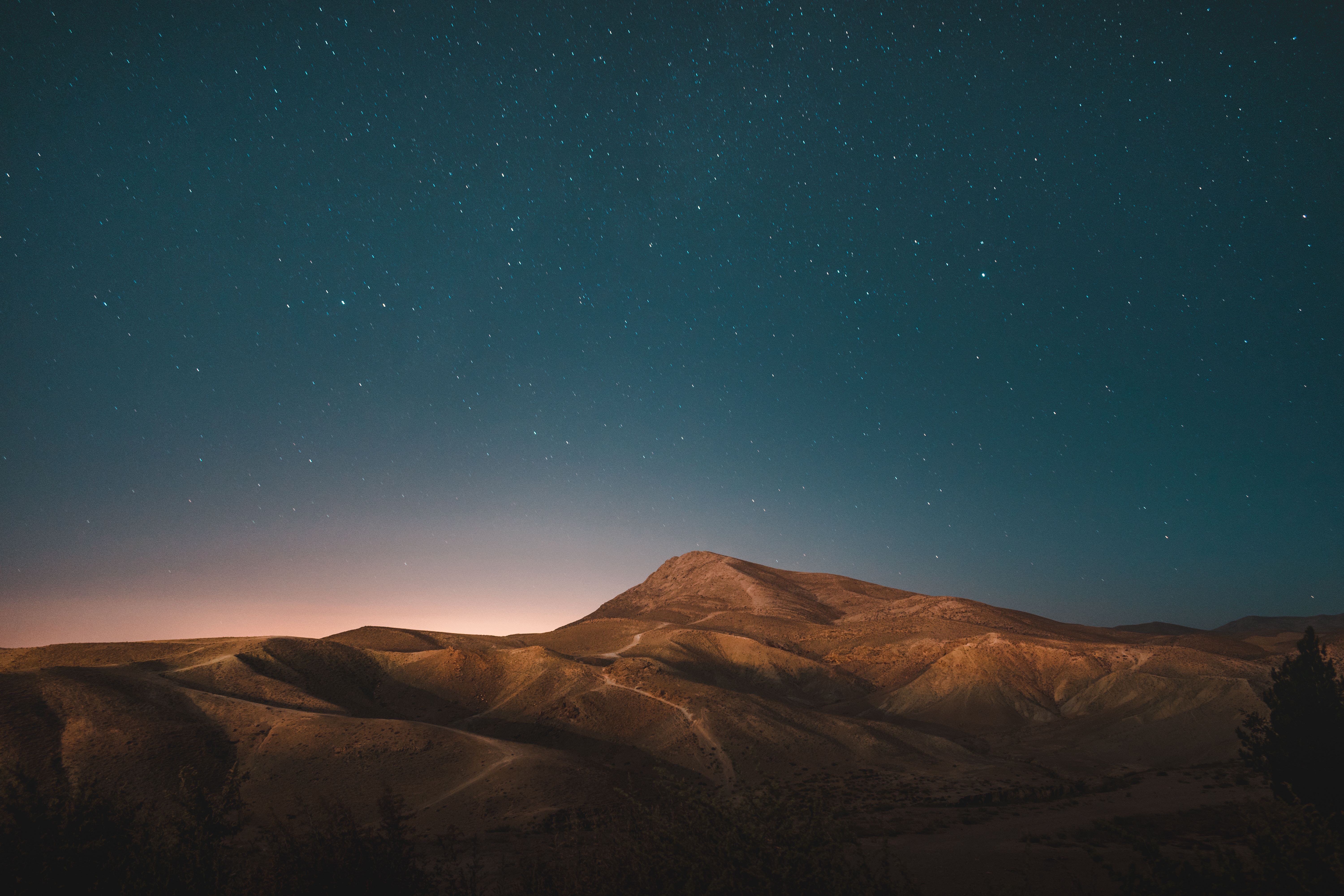 6000x4000 glow, mountain, awesome, planet, simple, long, sand, minimal, stars, hill, night, Free picture, sky, nature, midnight, blue, earth, landscape, nightsky, wallpaper, star Gallery HD Wallpaper