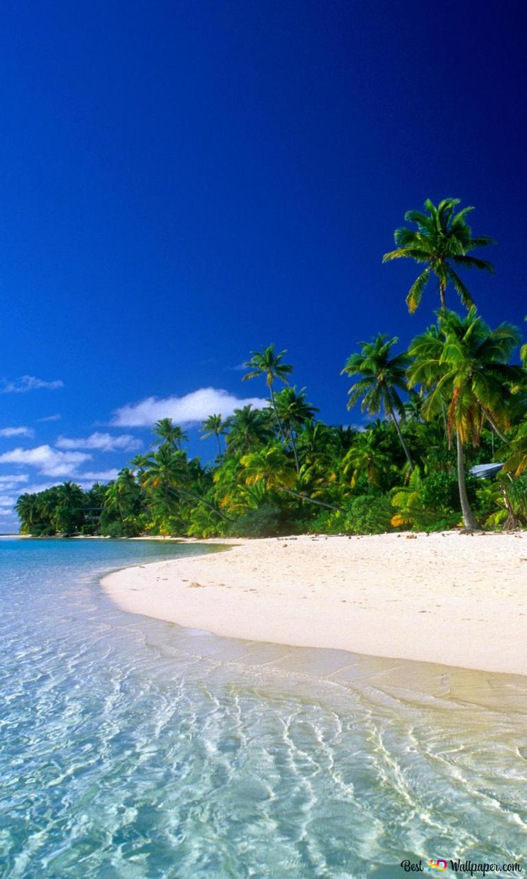 Island of white sand beach HD wallpaper download