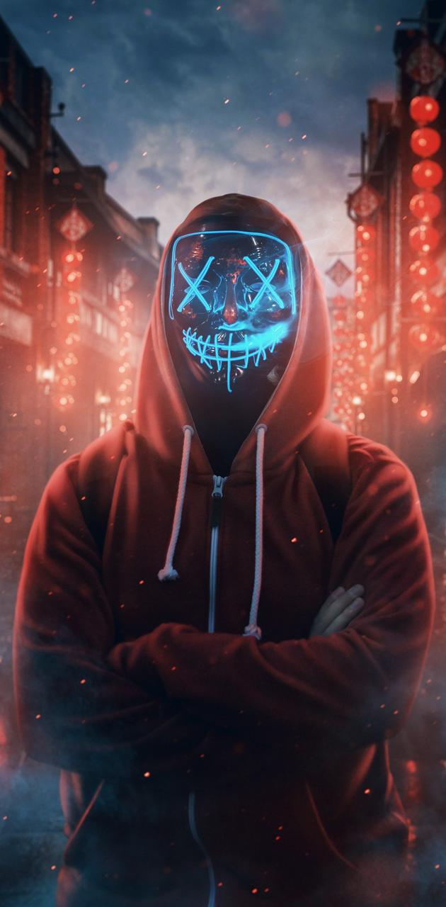 Neon mask man wallpaper