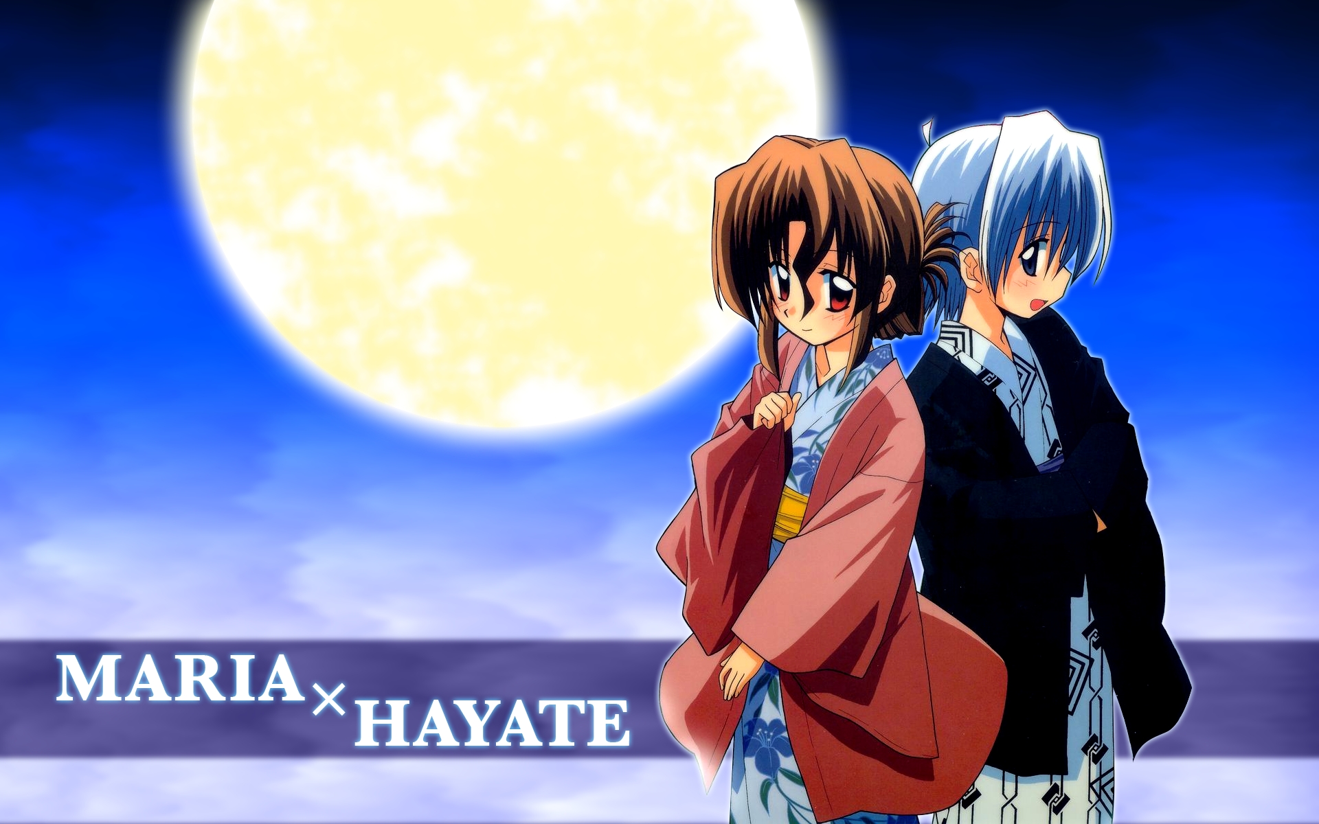 Wallpaper, night, anime, Moon, Hayate no Gotoku, Maria, girl, screenshot, mangaka, ayasaki hayate 1920x1200