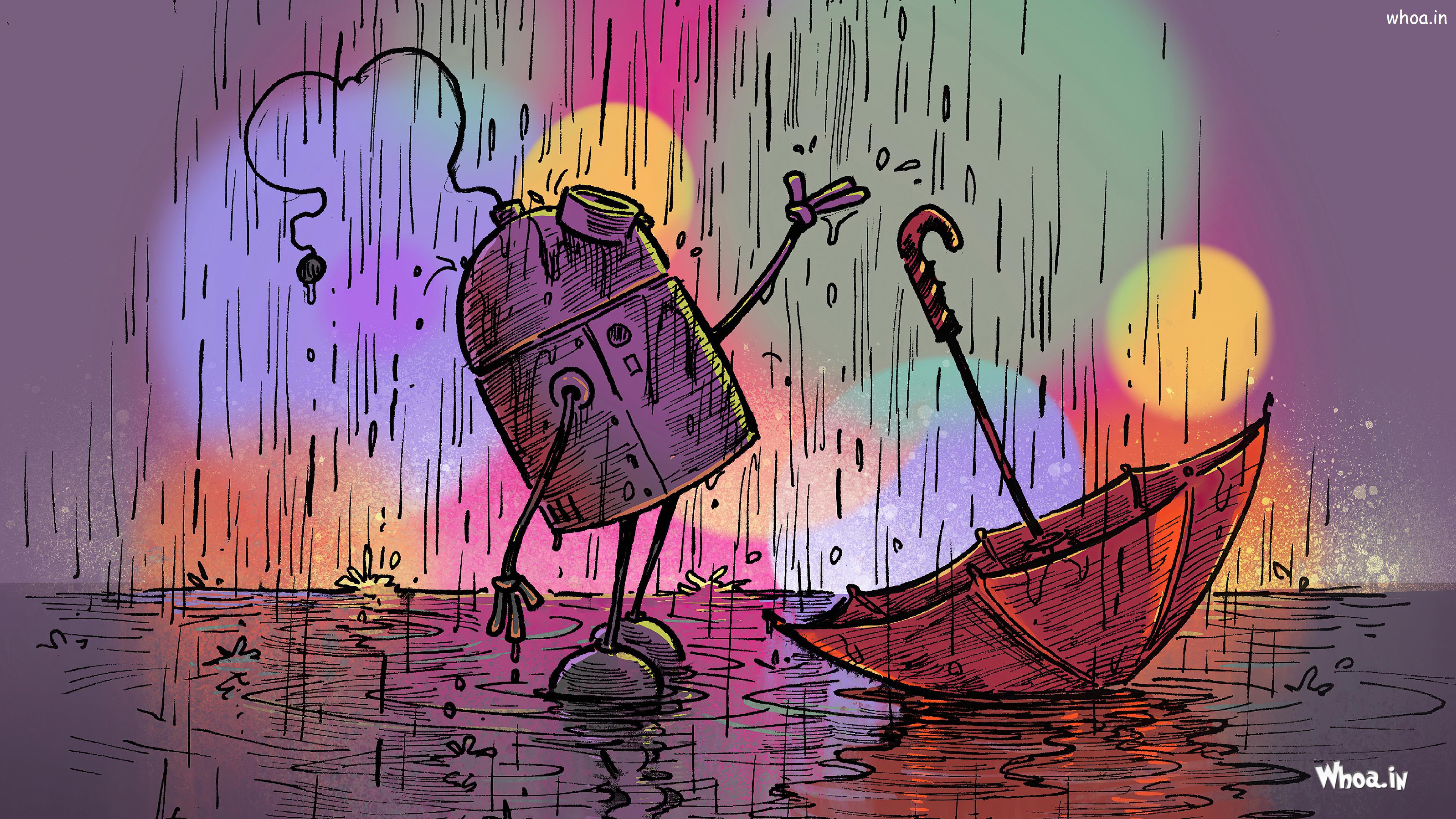 Creative Robot Umbrella 4K HD Background For Free Download