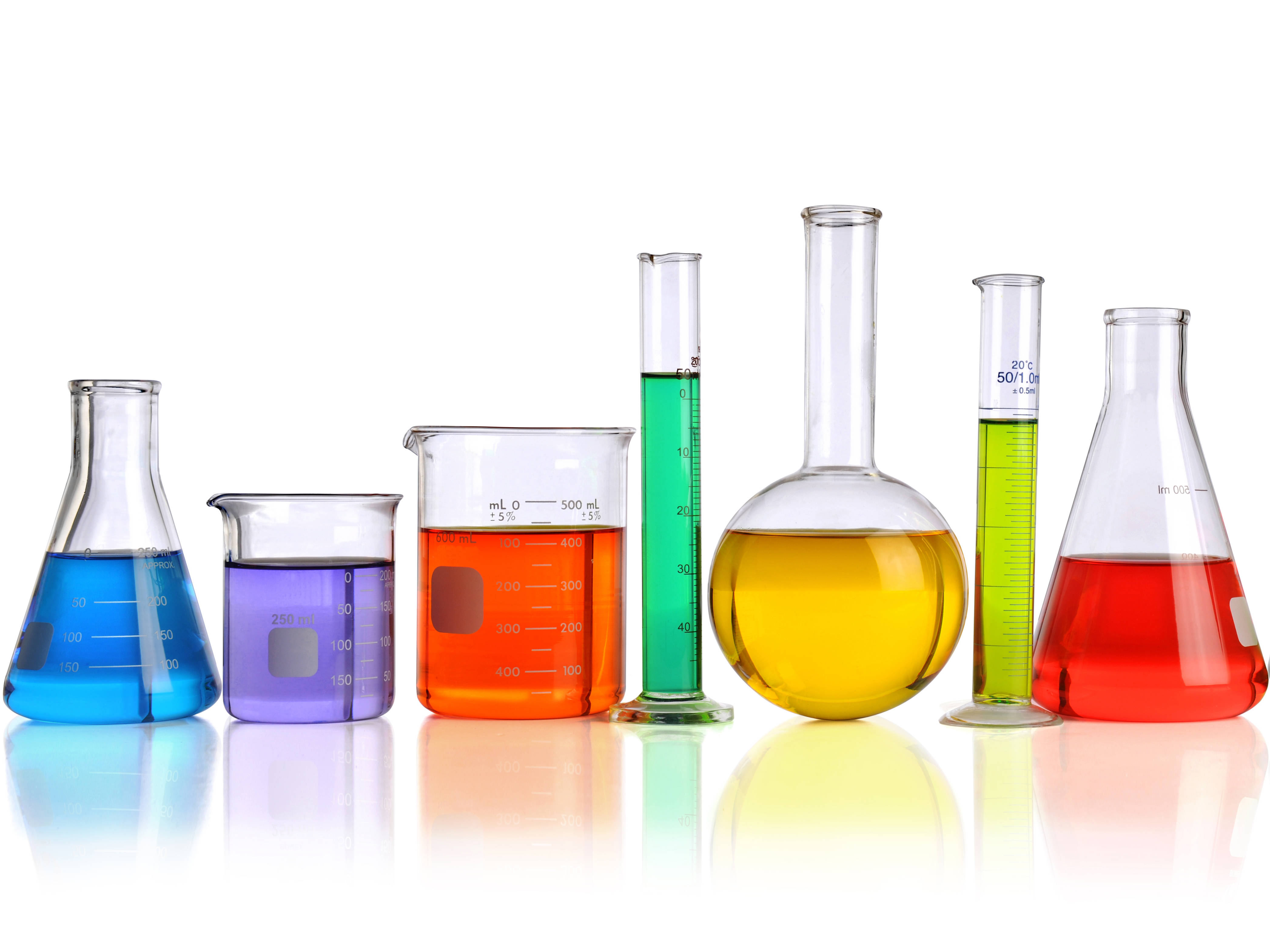 Download Chemistry Colored Solution Flasks Wallpaper