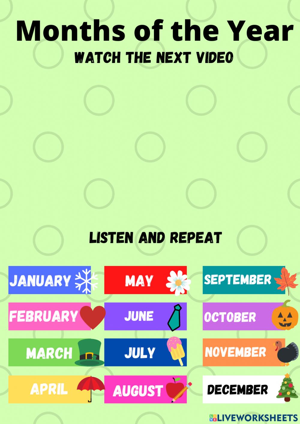Months of the year online exercise for kinder