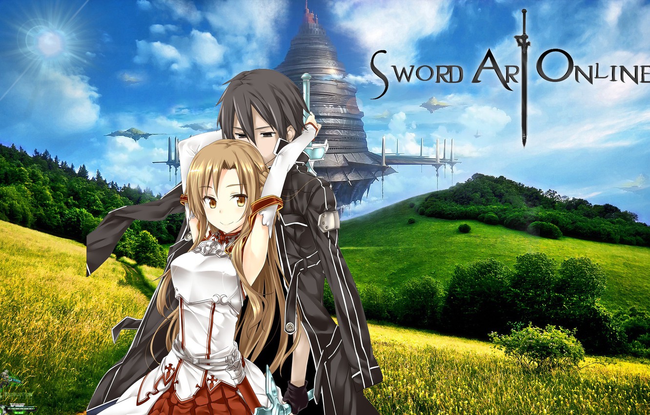 Wallpaper anime, art, Sword Art Online, Asuna, Kirito, Sword Art Online image for desktop, section прочее