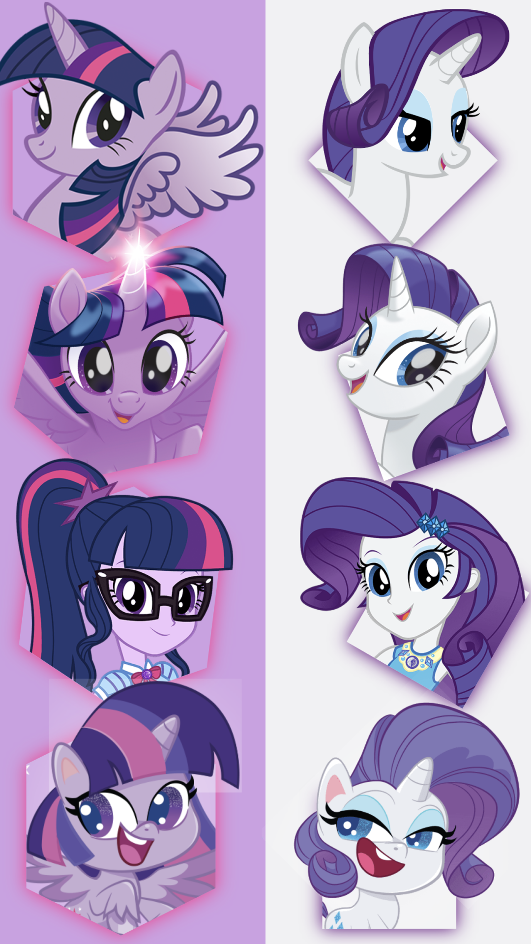 Wallpaper / TV Show My Little Pony: Friendship Is Magic Phone Wallpaper, Sci Twi (My Little Pony), My Little Pony: Pony Life, Twilight Sparkle, My Little Pony: Equestria Girls, Rarity (My
