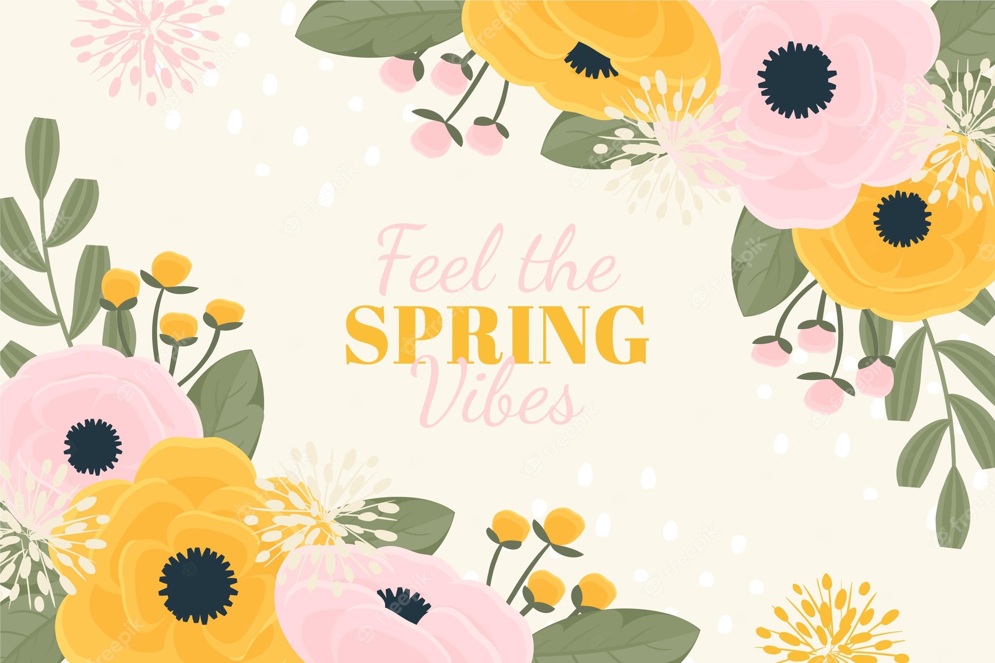 Premium Vector. Hand drawn spring wallpaper
