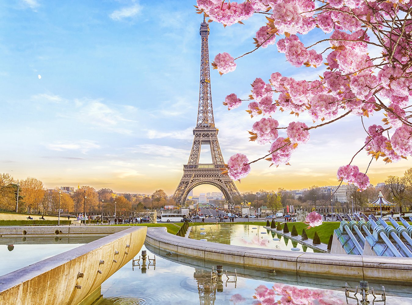 Spring Morning Scenery Background Eiffel Tower Paris French Landmark P