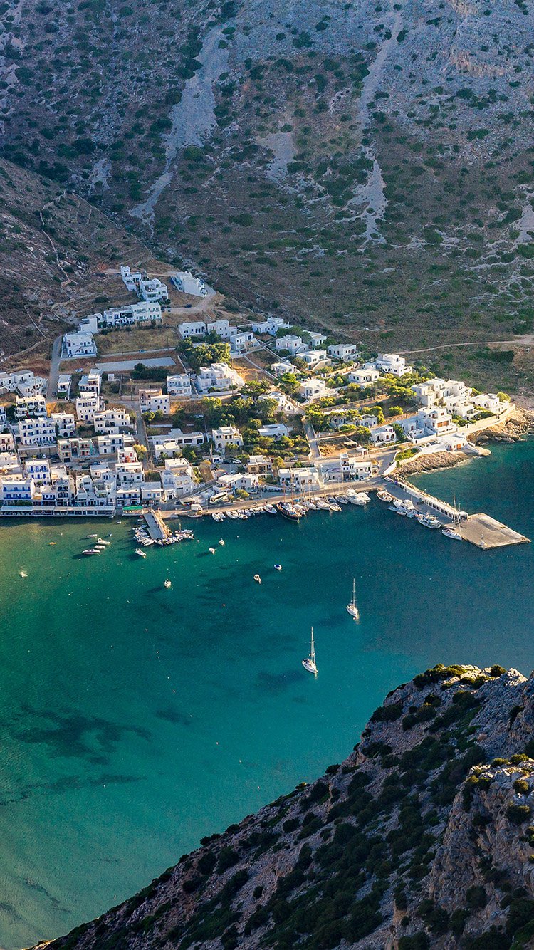 iPhone X wallpaper. greece beach town sea mountain summer vacation