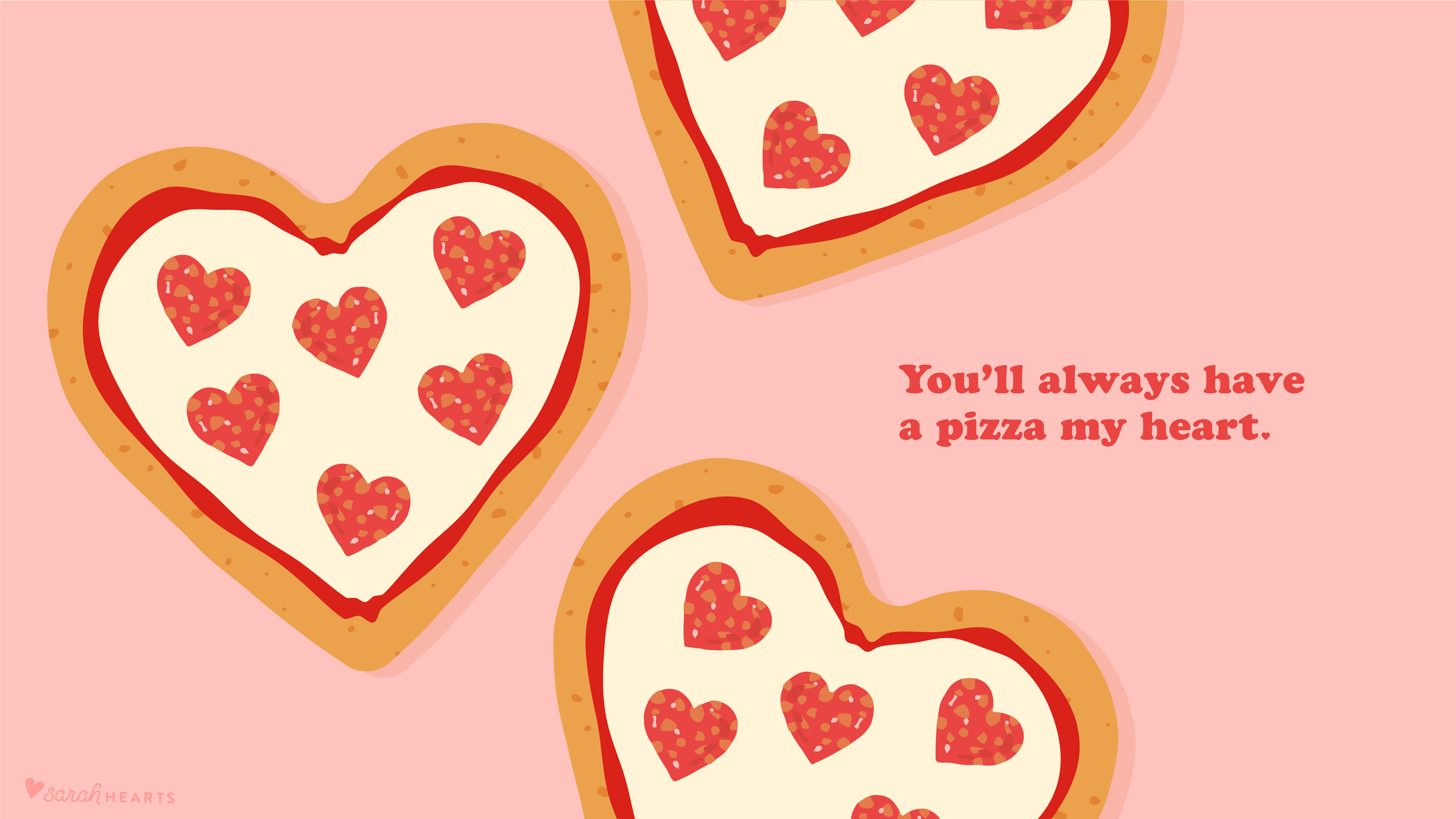 Heart Shaped Pizza February 2018 Calendar Wallpaper