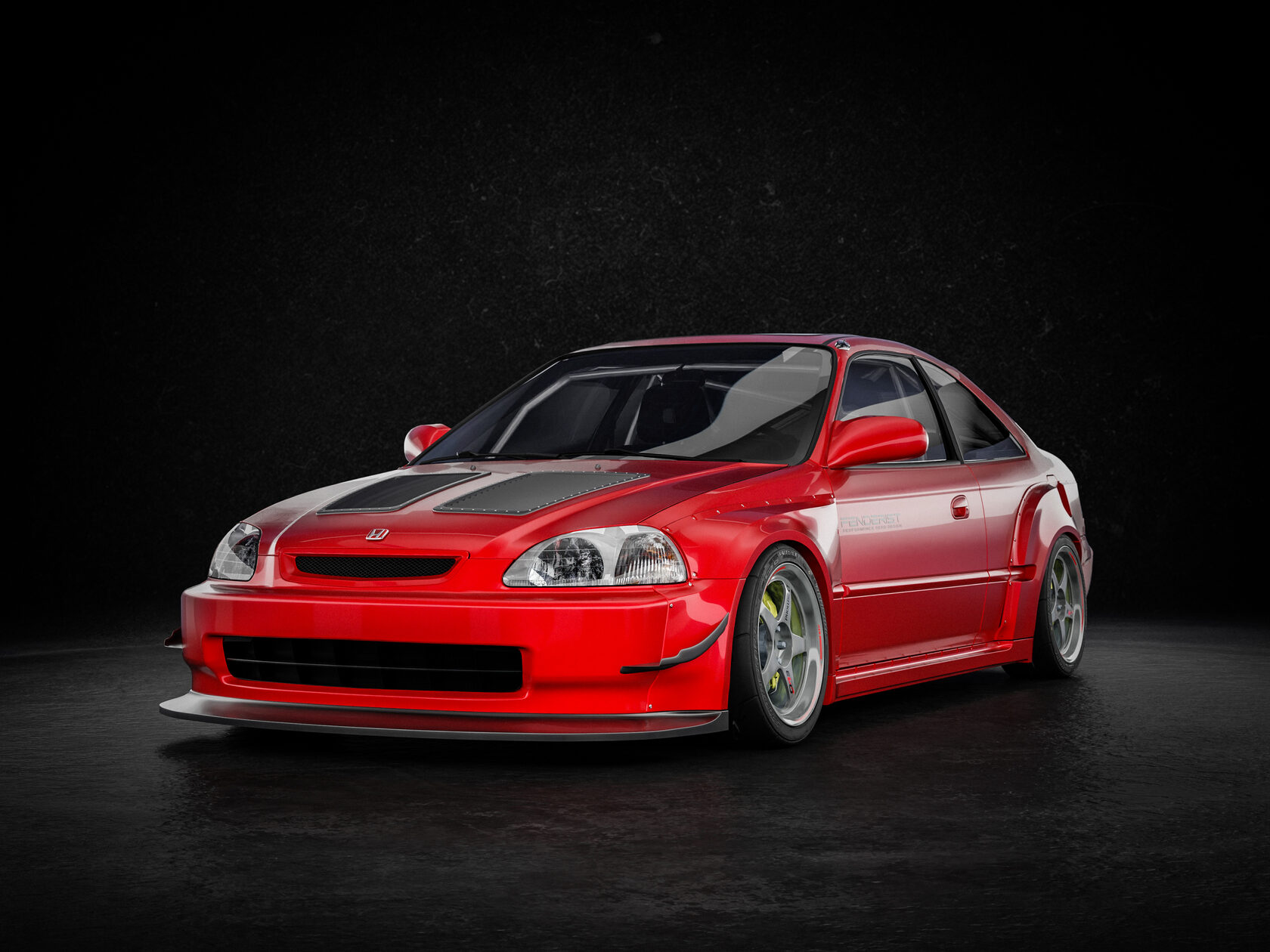 Full FENDERIST SPEC S Set / WIDE BODY KIT Honda Civic COUPE 96 98