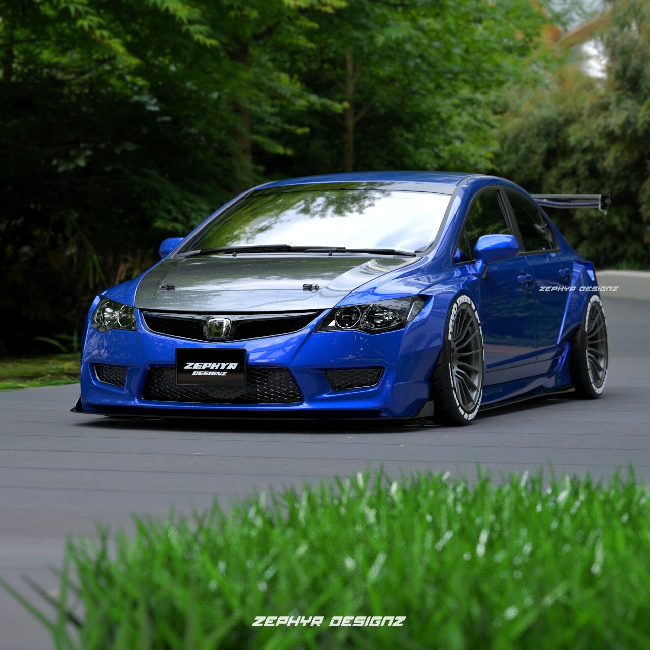 Honda Civic FD2 Concept Widebody Render
