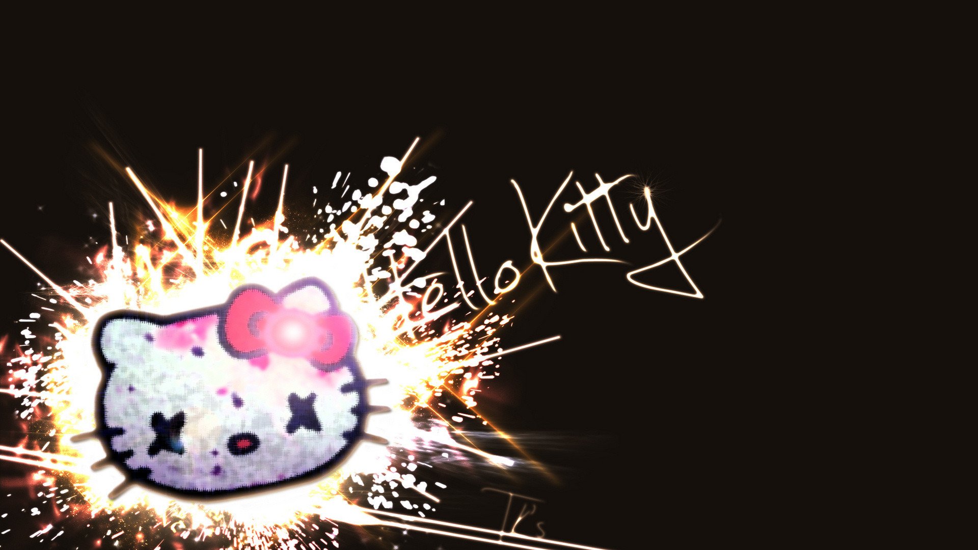 Hello Kitty Black Wallpaper HD Resolution