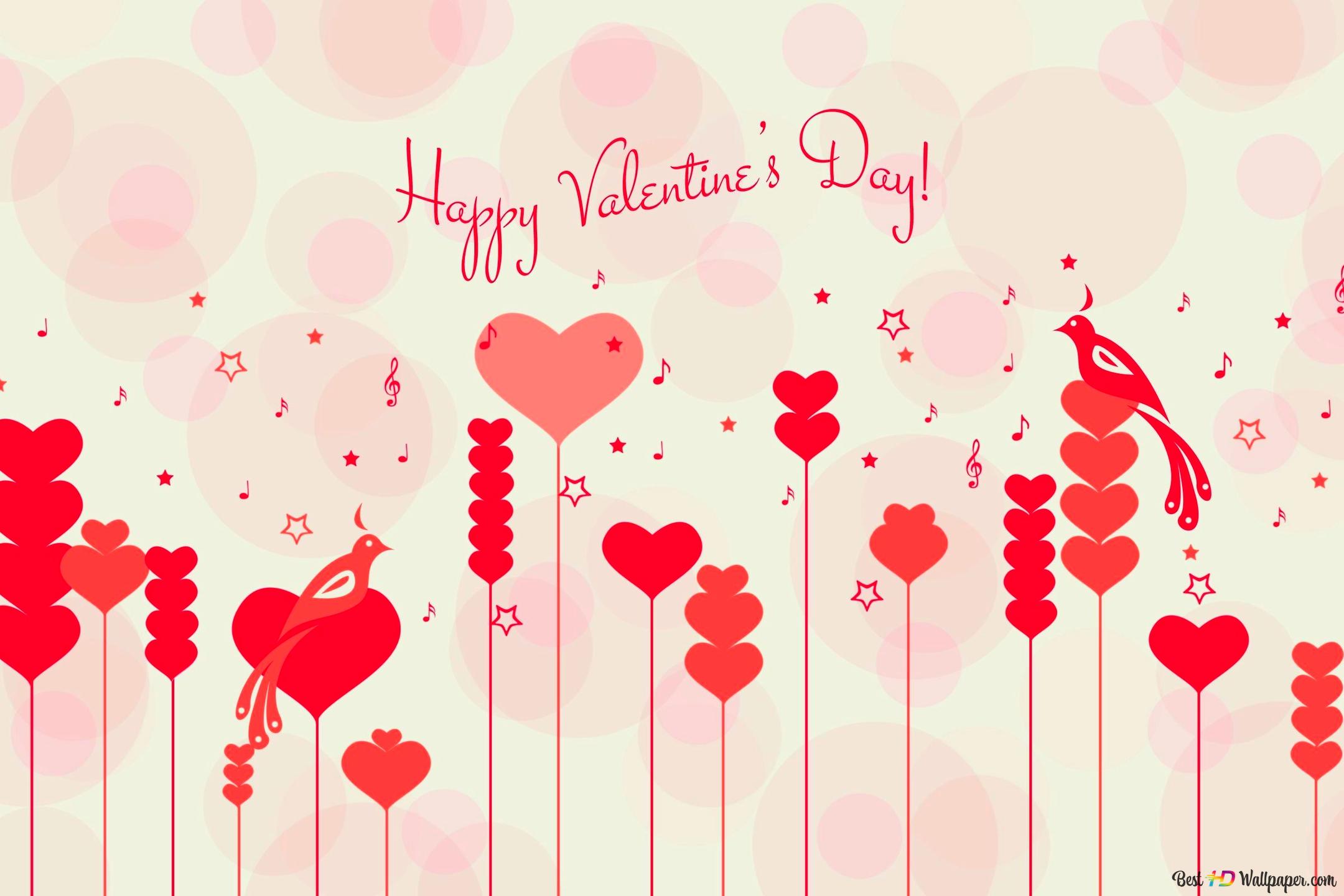 Valentine's day red hearts background 2K wallpaper download