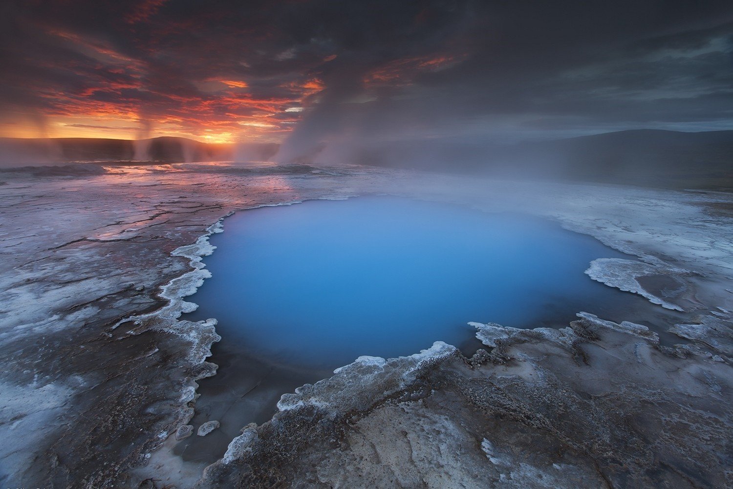 water, Iceland, hot spring, clouds, landscape, nature, blue Gallery HD Wallpaper