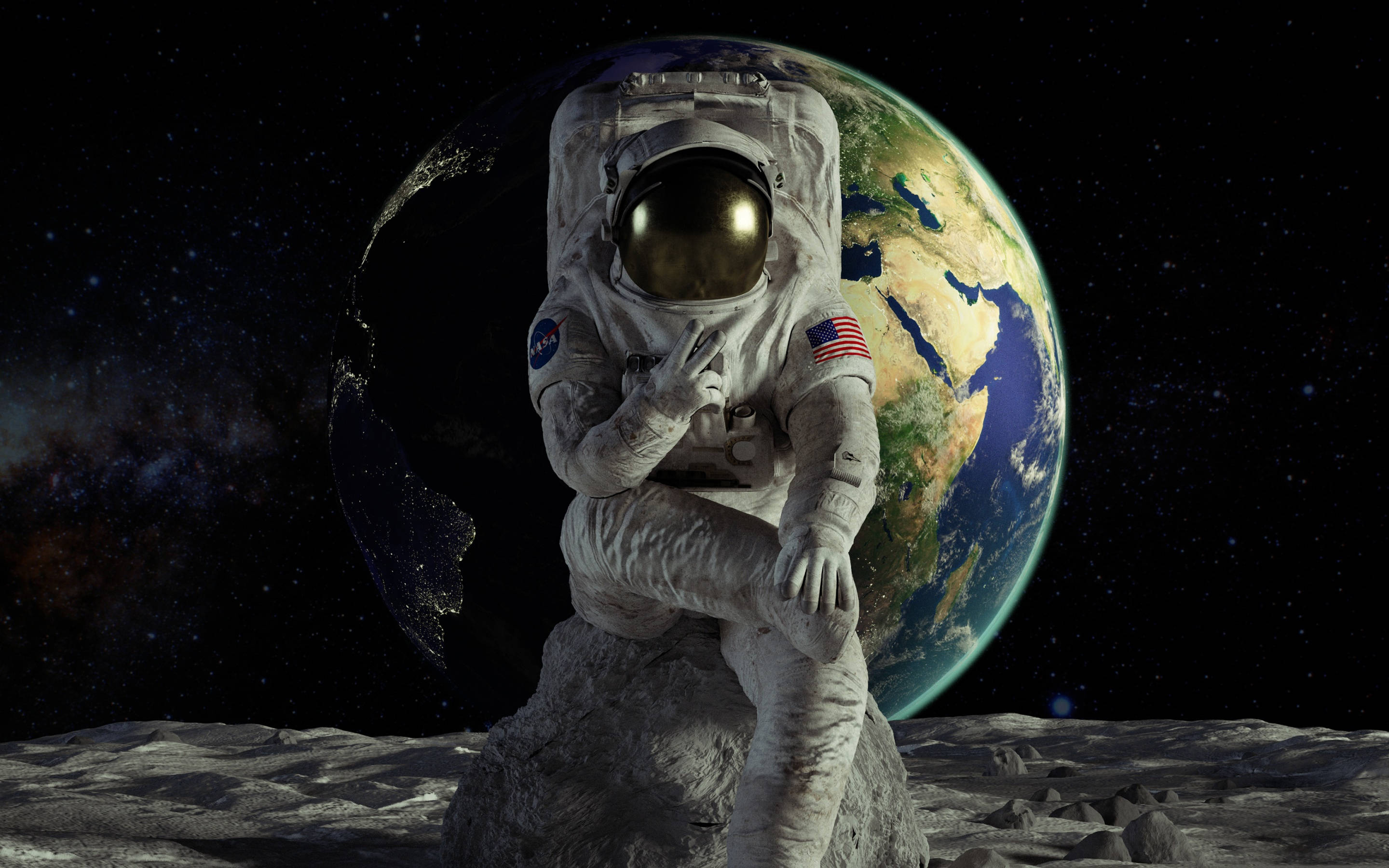 Download Cool Nasa Astronaut On Moon Wallpaper