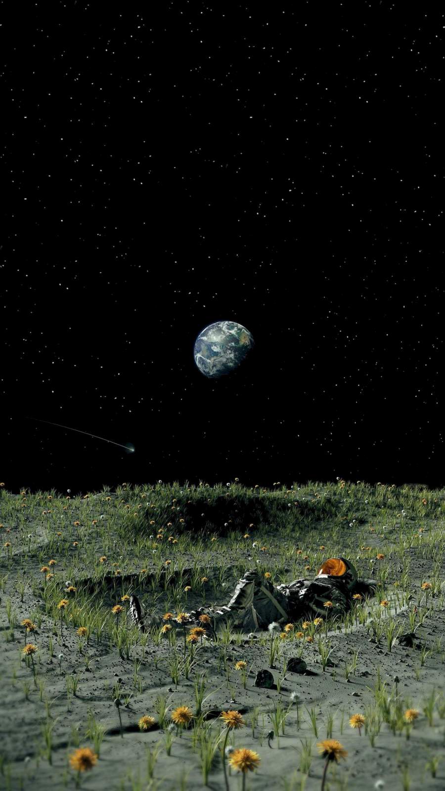 Moon Garden Astronaut Wallpaper, iPhone Wallpaper