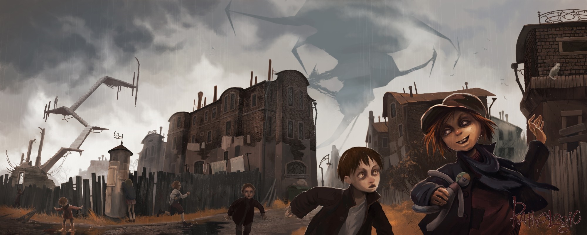 city, cityscape, children, rain, science fiction, pathologic, screenshot, computer wallpaper, pc game Gallery HD Wallpaper
