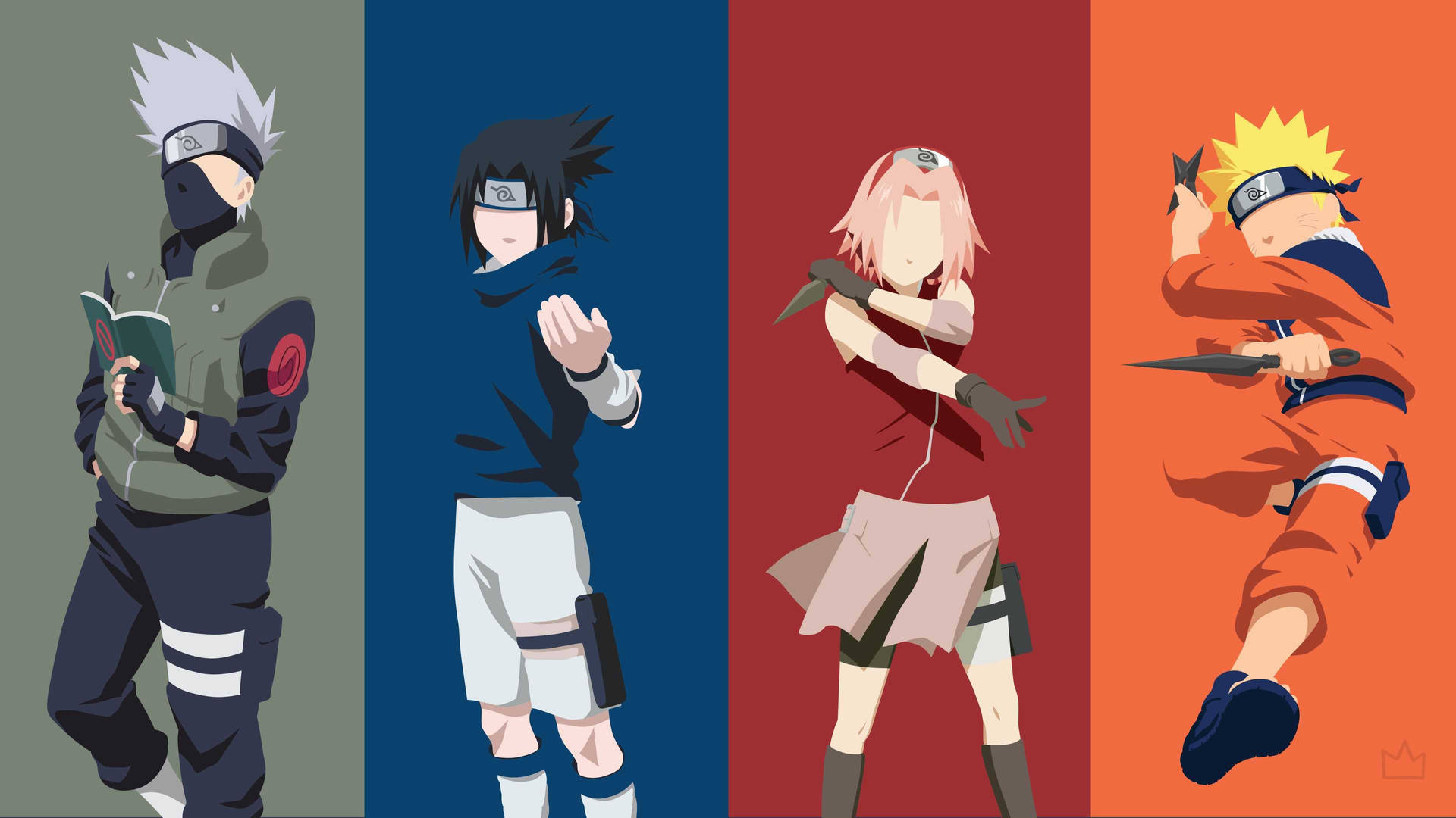 Download Group Naruto Team 7 Minimalist Wallpaper