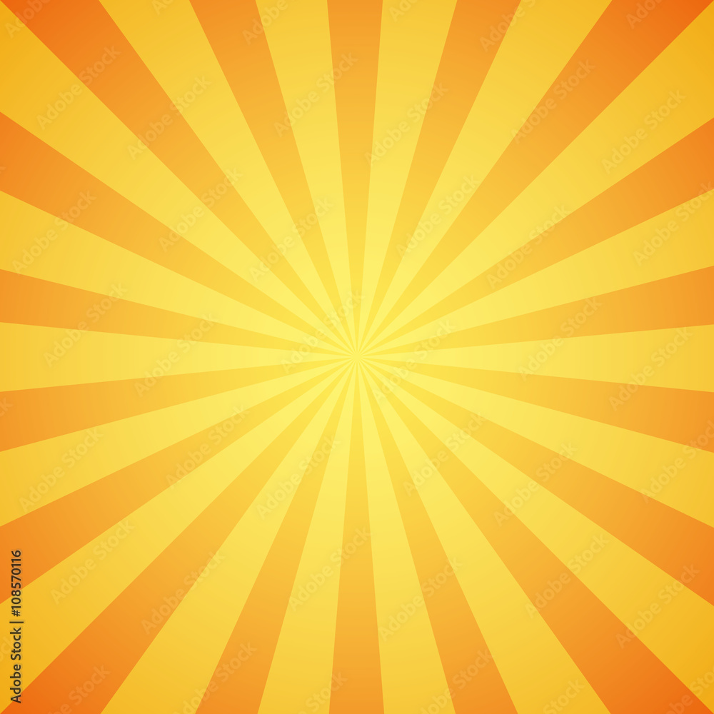 Yellow grunge sunbeam background. Sun rays abstract wallpaper. Stock Vector
