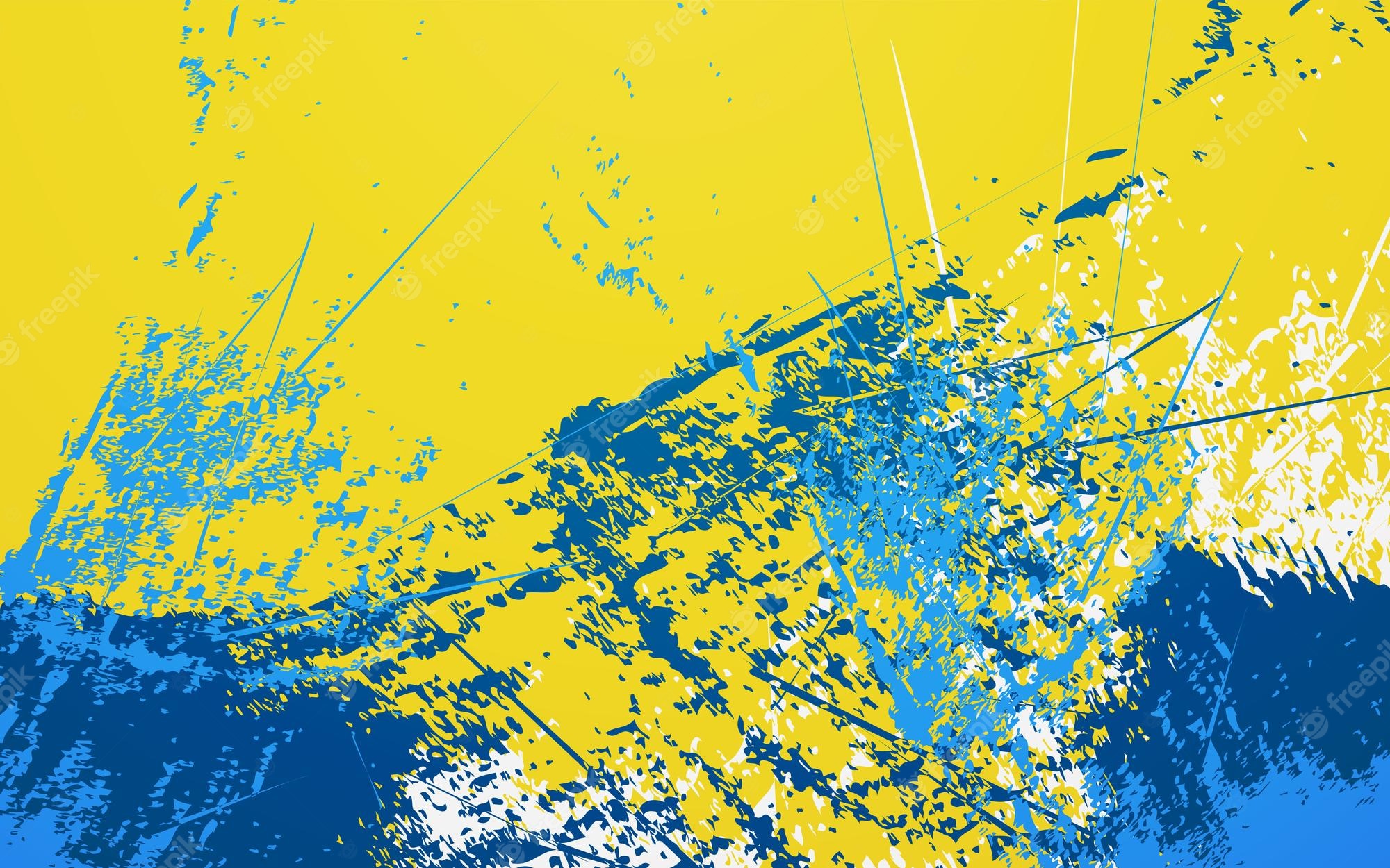 Premium Vector. Abstract grunge texture blue and yellow background