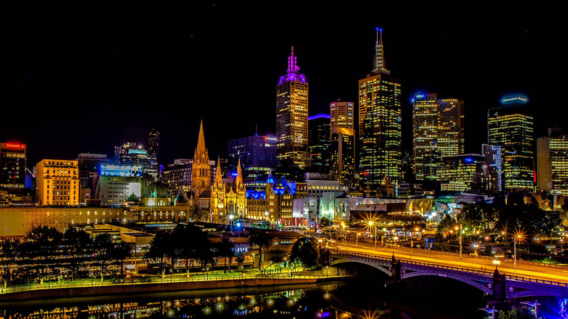 Download Melbourne City At Night Wallpaper
