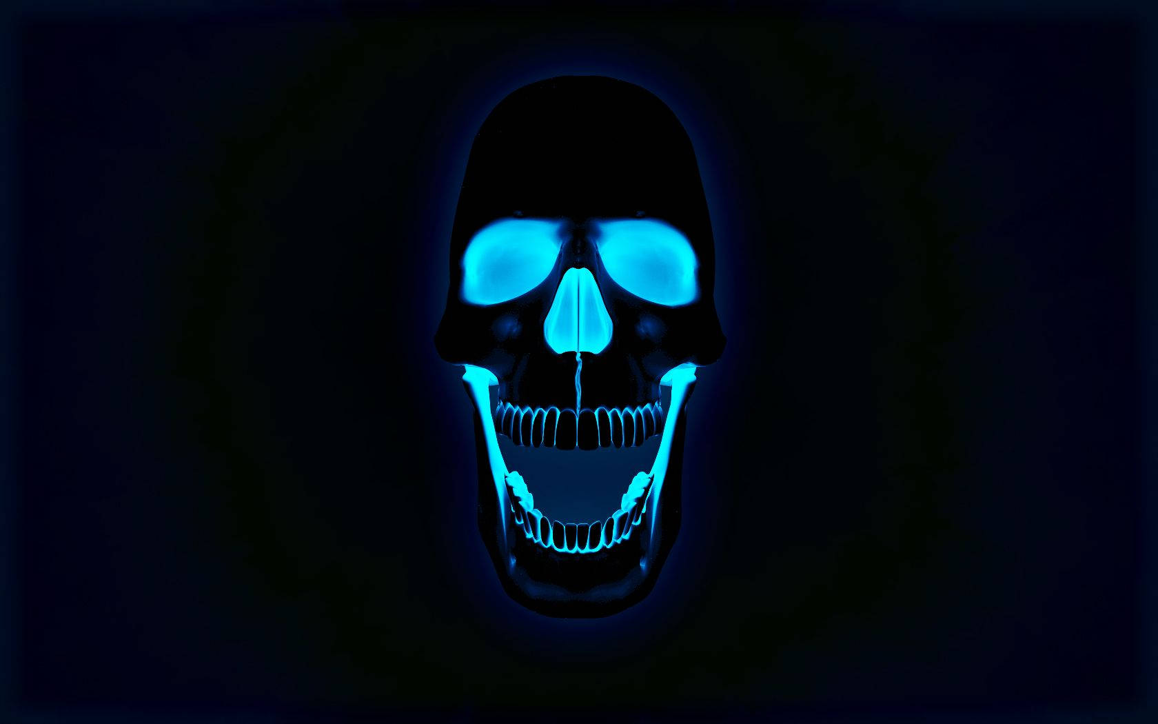 Download Cool Neon Blue Skull Wallpaper