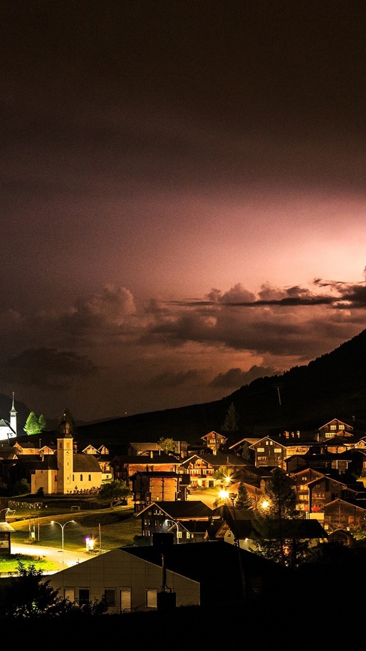 Wallpaper Reckingen Gluringen, Switzerland, Village, Night, Lights 2560x1440 QHD Picture, Image