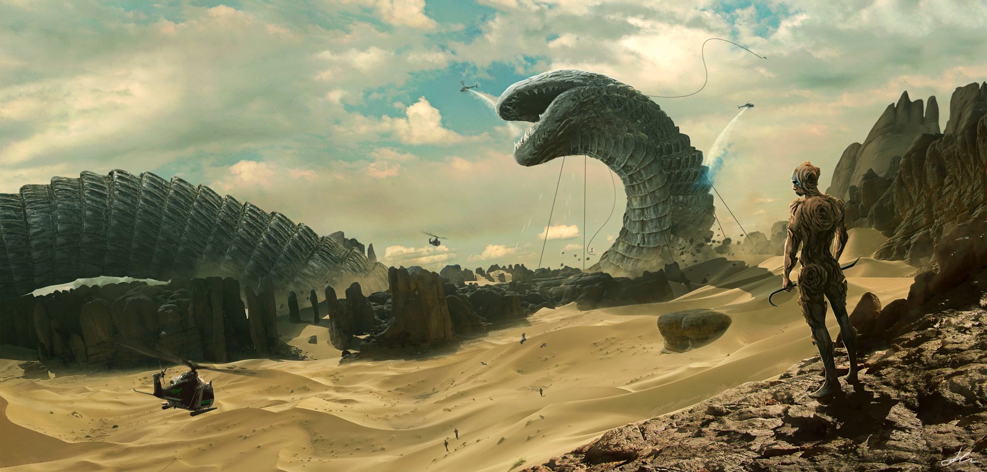 Shai Hulud and The God Emperor Source Deviant Art HD wallpaper