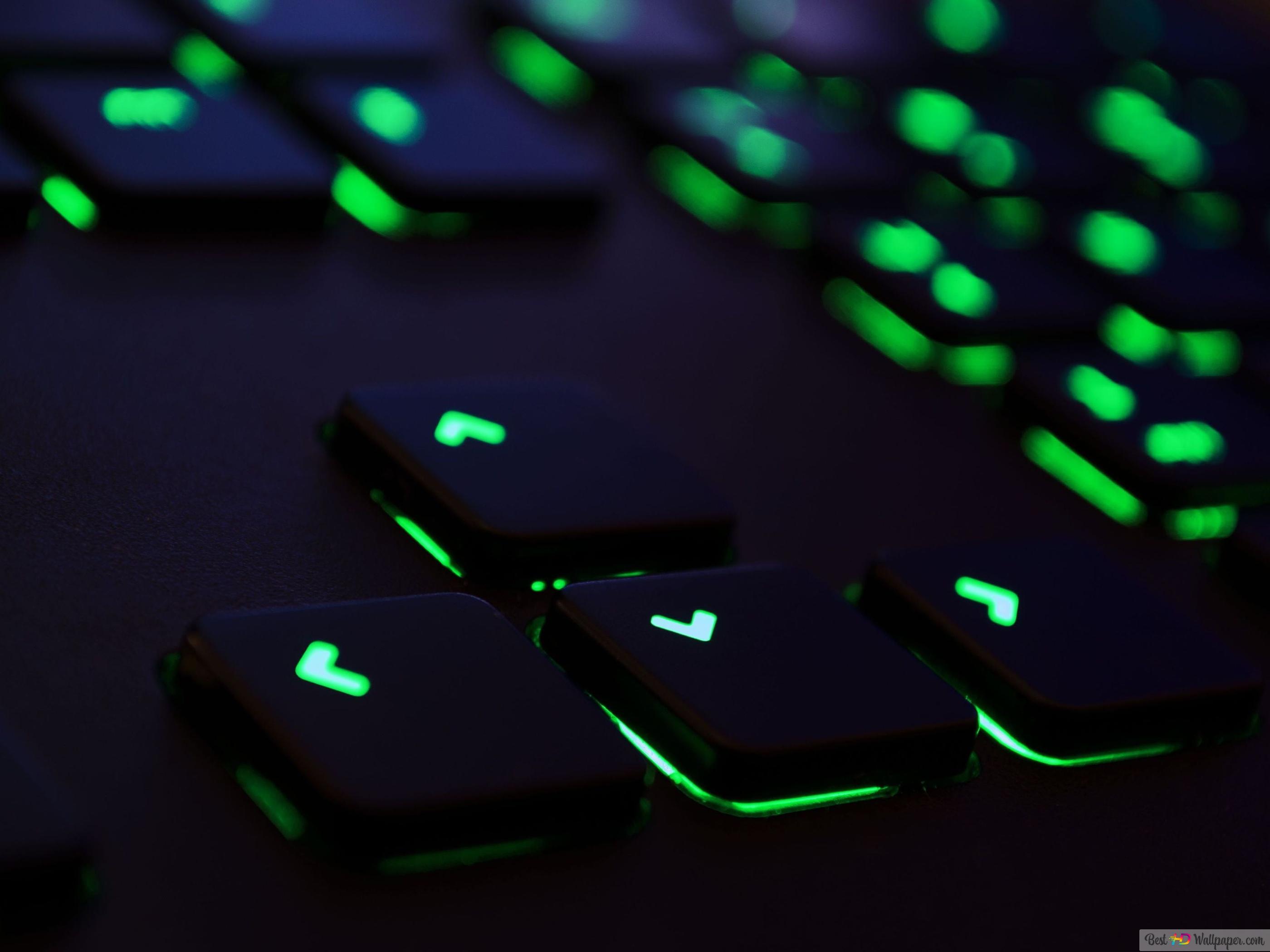 Razer black and green gaming keyboard 4K wallpaper download