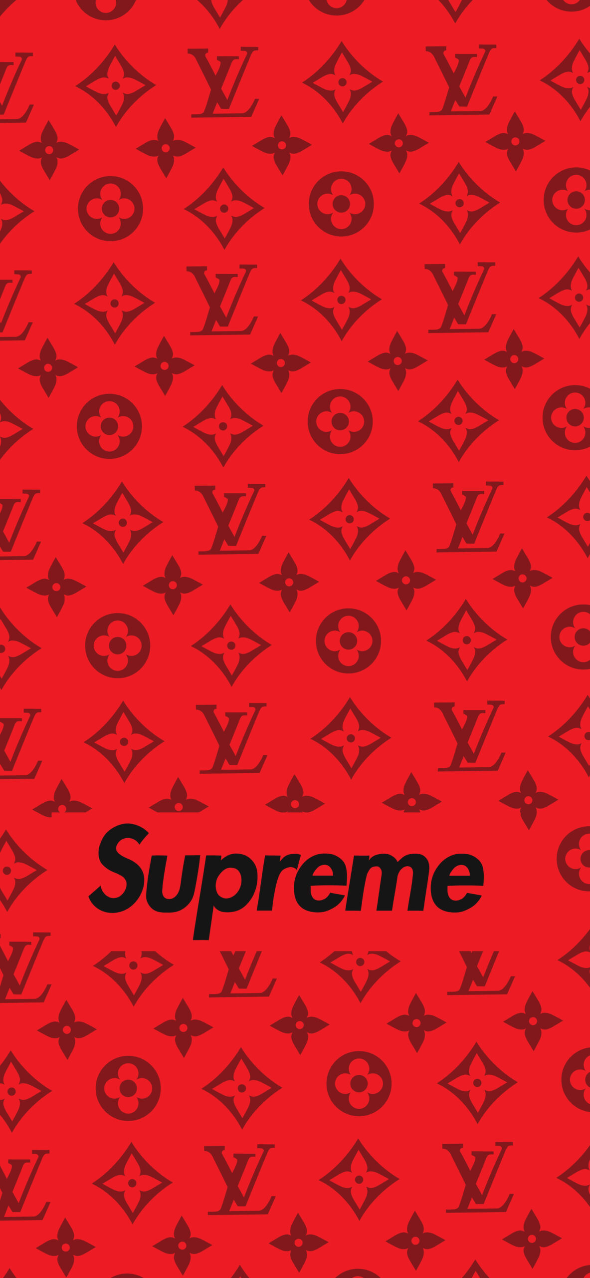 Supreme x Louis Vuitton Red Wallpaper for iPhone