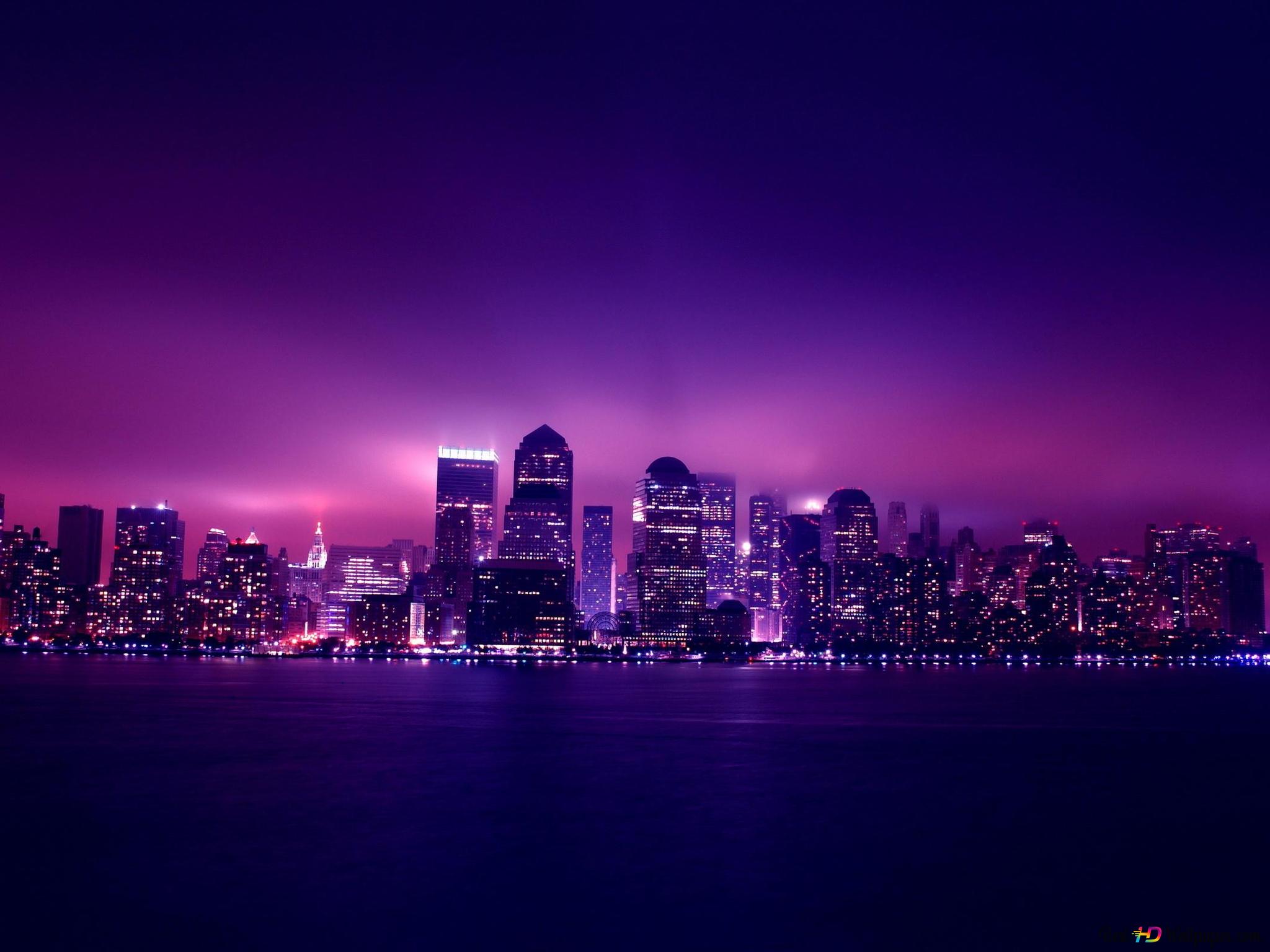 Aesthetic City Night Lights 2K wallpaper download